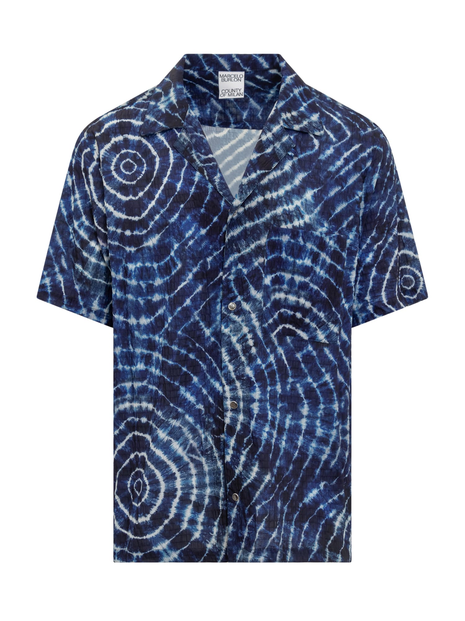 Shop Marcelo Burlon County Of Milan Soundwaves Shirt In Blue White