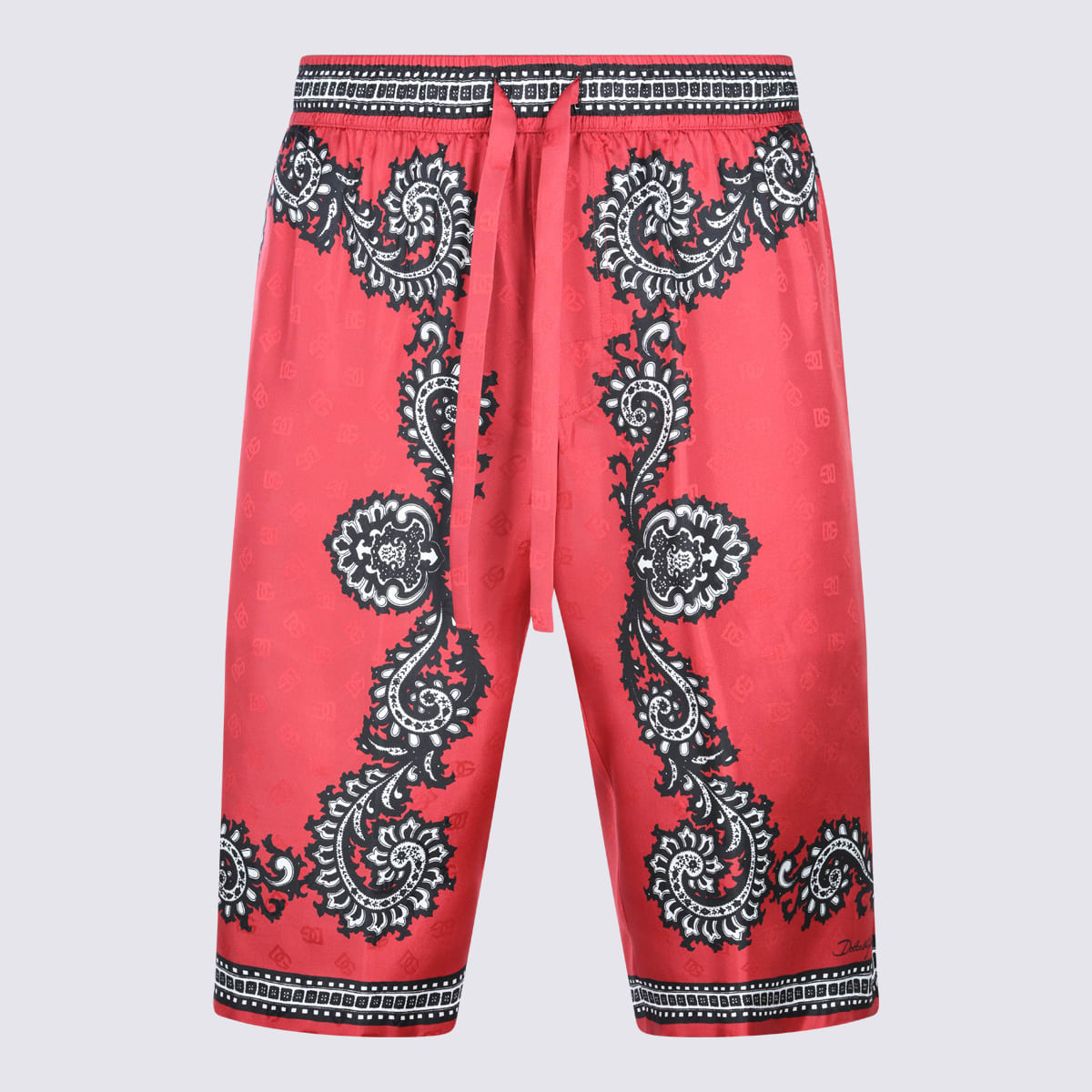 Dolce & Gabbana Printed Elastic Waistband Knee Length Shorts In Red