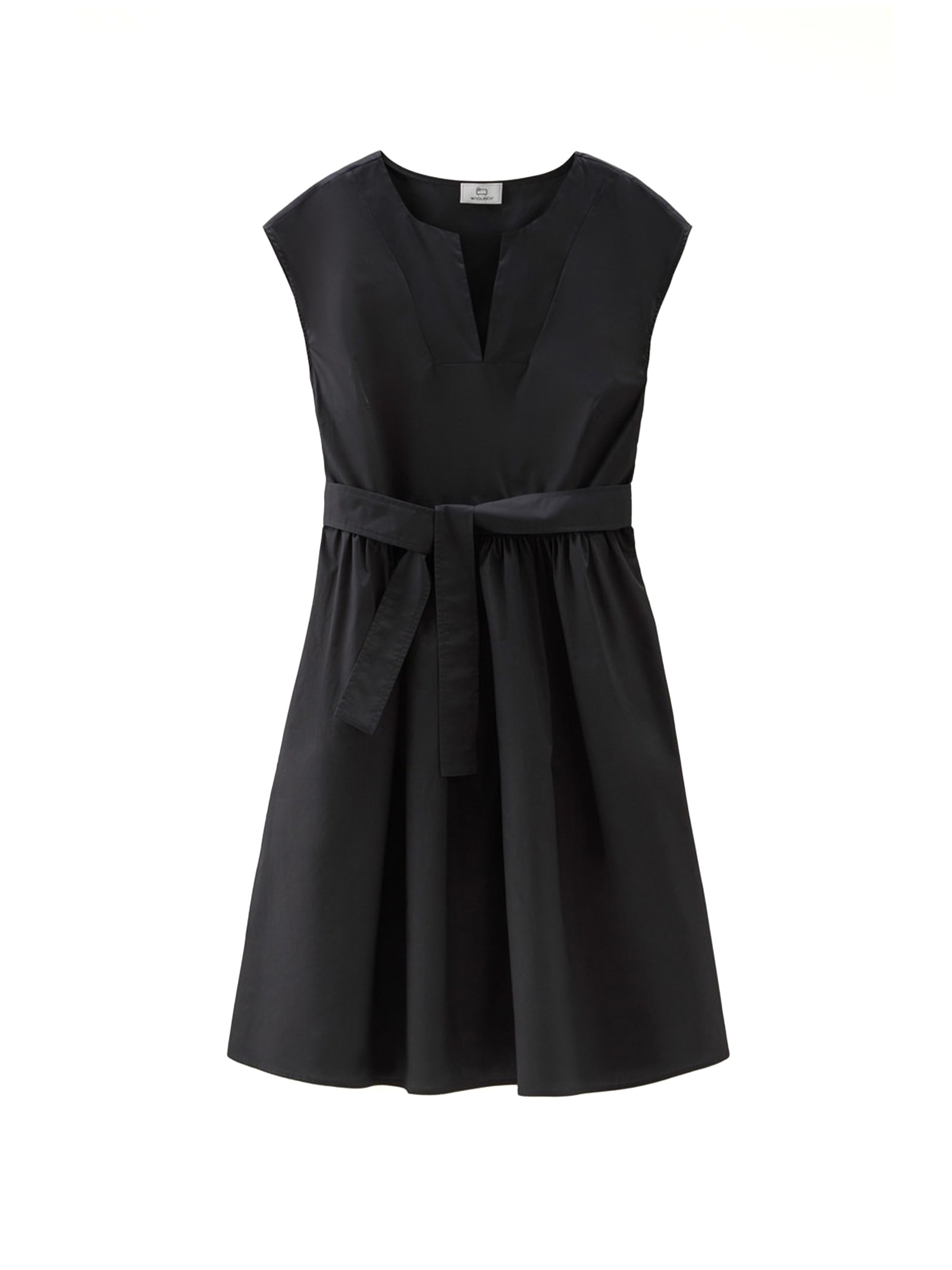 Shop Woolrich Black Poplin Dress With Belt