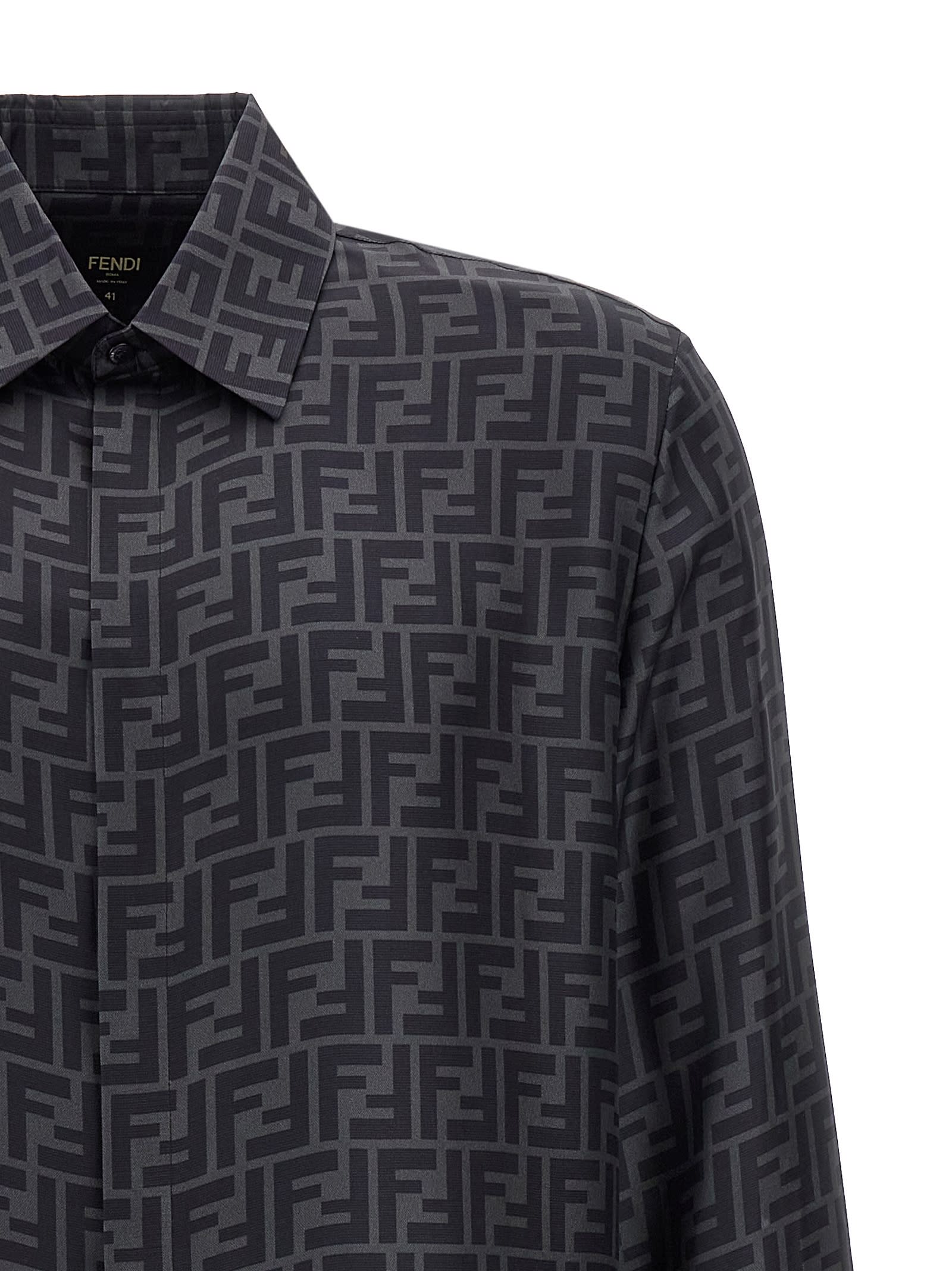 Shop Fendi Ff Shirt In Gray