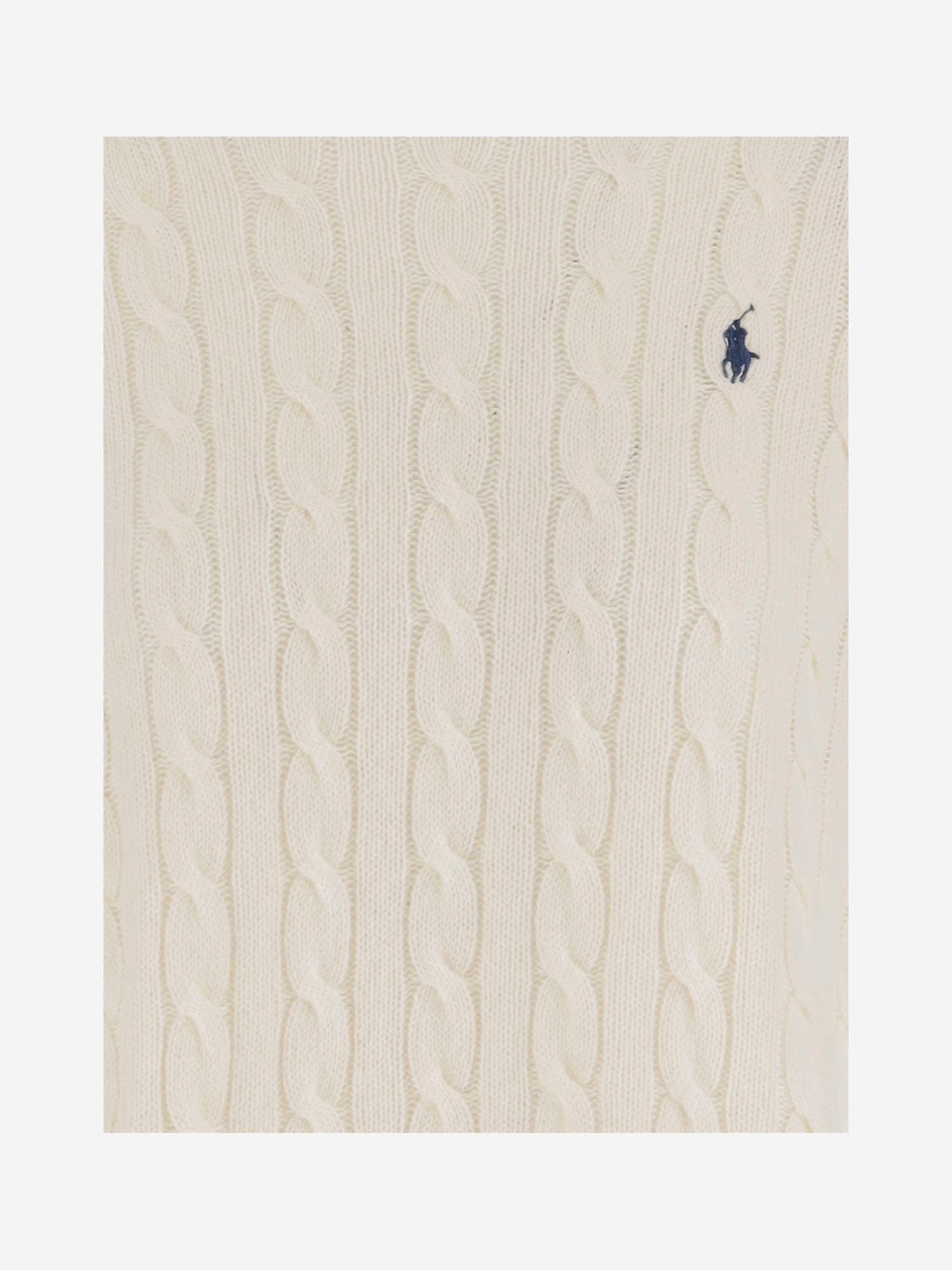 Polo Ralph Lauren Classic Cable Knit Sweater With Round Neckline And Ribbed Details In White