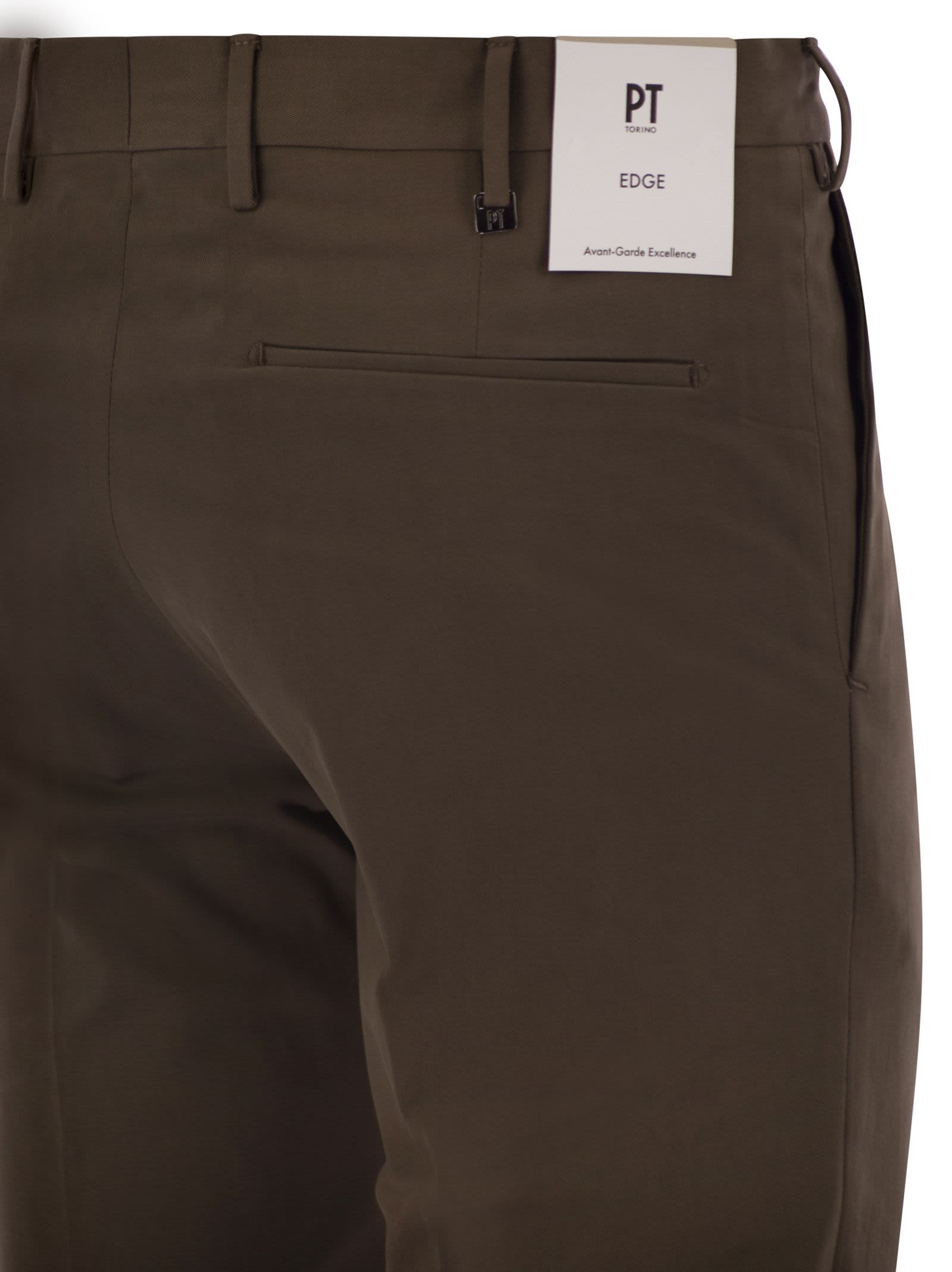 Pt Torino B-stretch Wool Pants With Front Button Closure In Brown