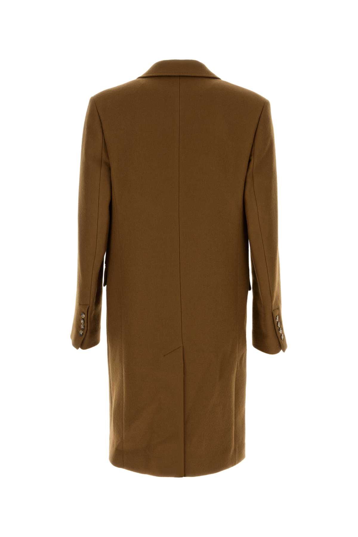 Ami Alexandre Mattiussi Wool Coat With Notch Lapel And Long Sleeves In Brown
