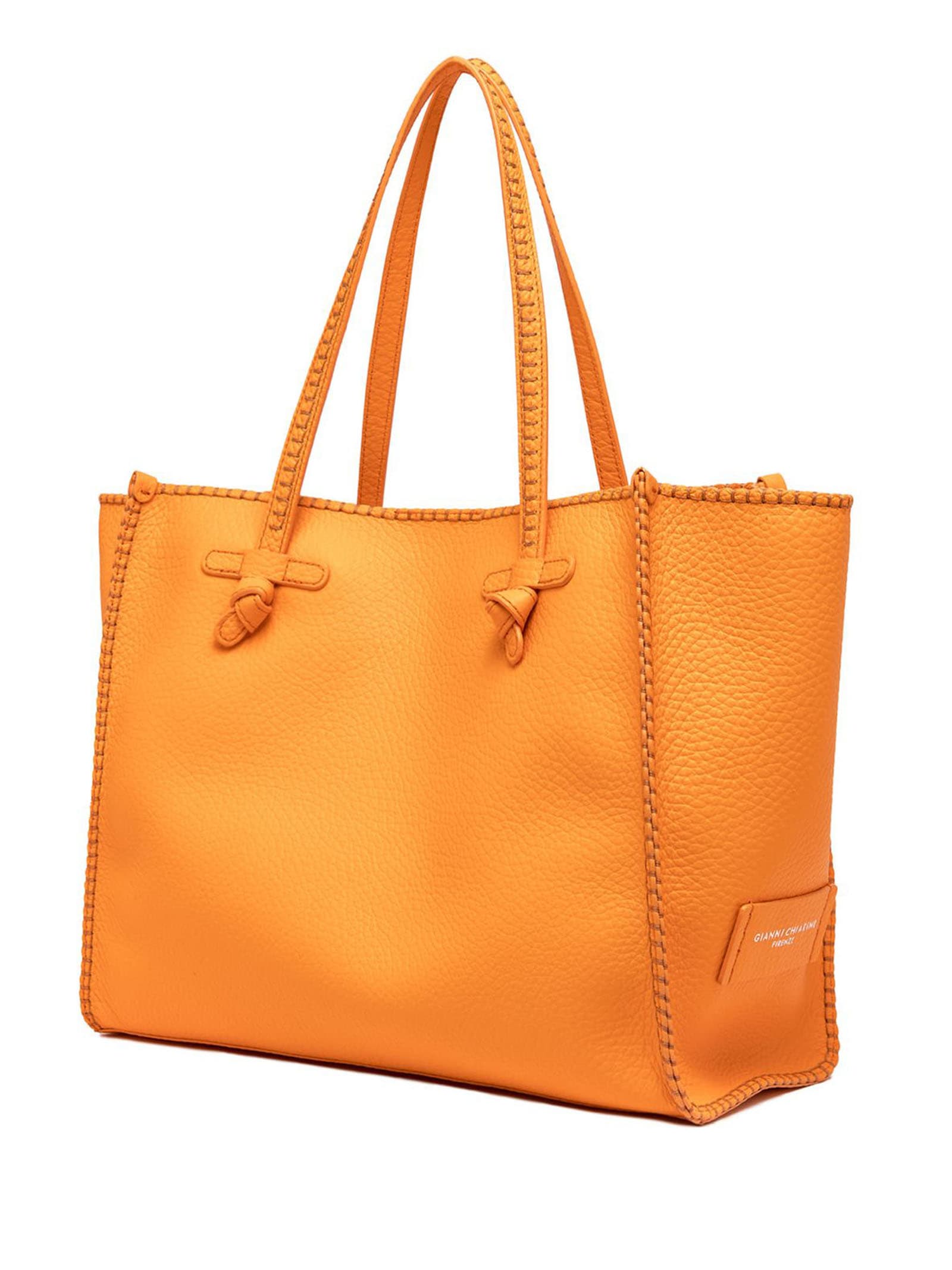 Shop Gianni Chiarini Orange Soft Leather Shopping Bag