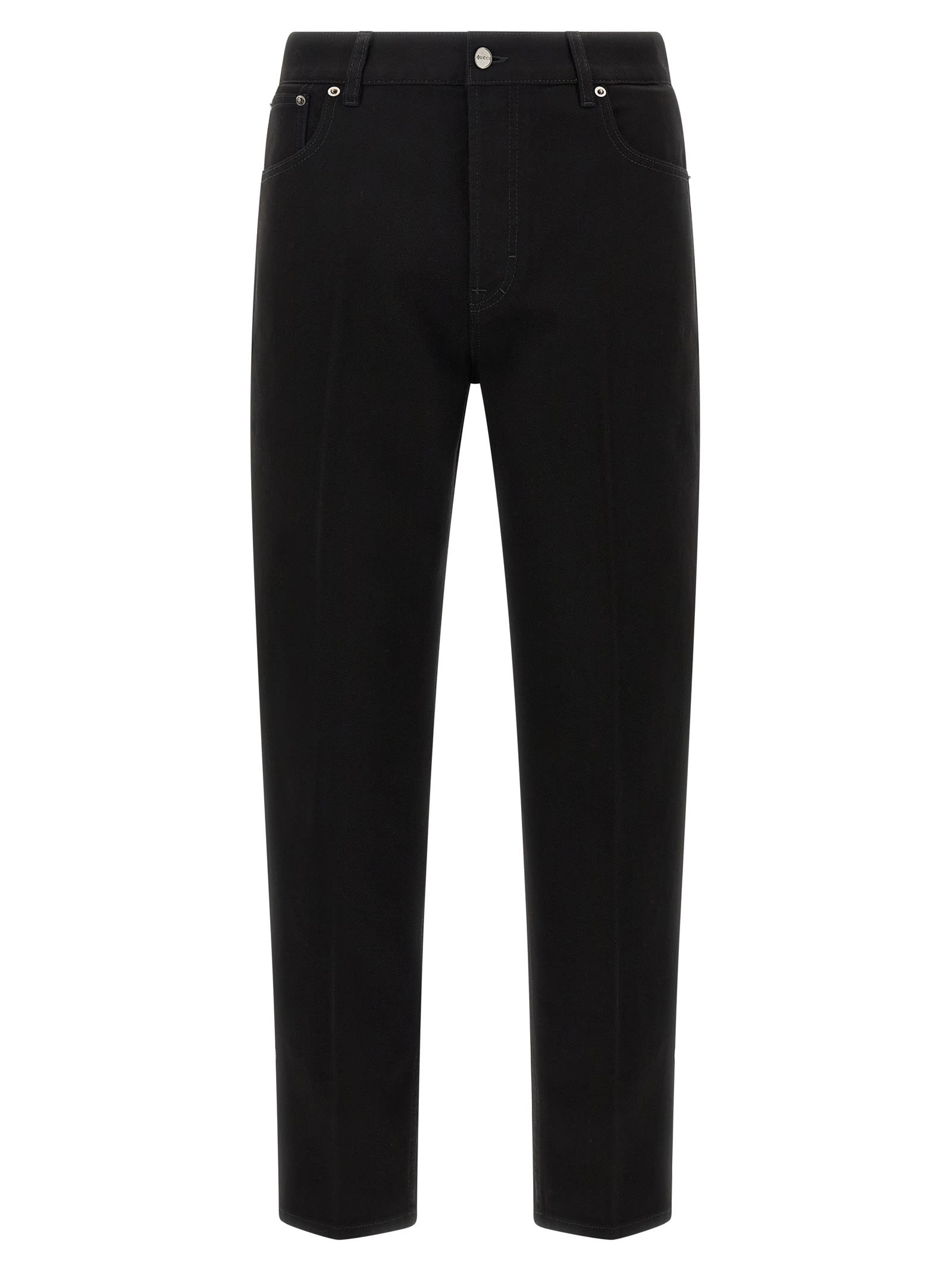 Gucci Cropped Denim Trousers Five Pocket Style In Black