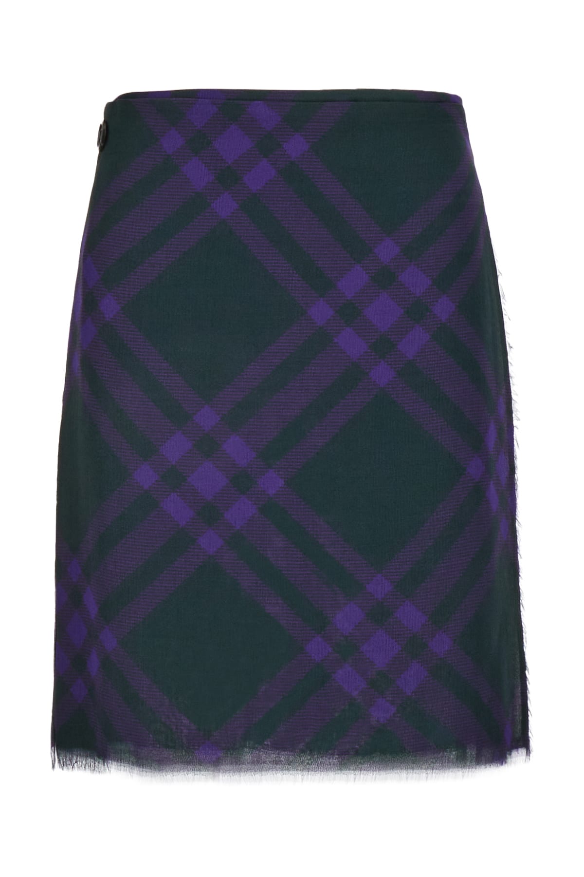 Shop Burberry Embroidered Polyester Blend Skirt In Royal Ip Check