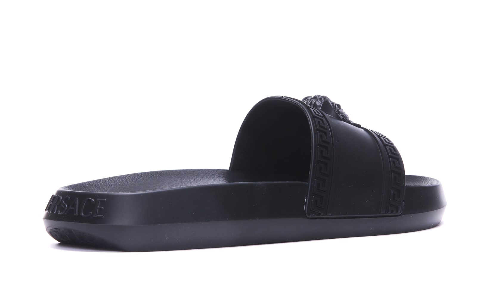 Shop Versace Palazzo Slides In Nero