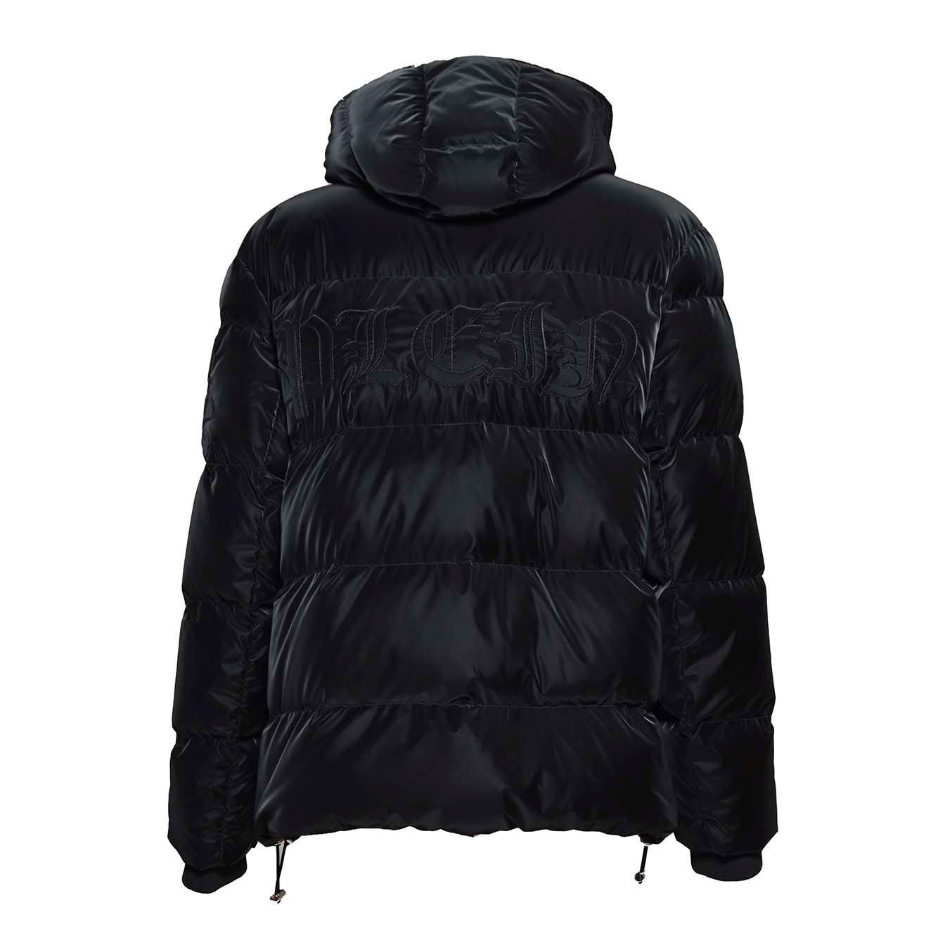 Shop Philipp Plein Hooded Satin Down Jacket In Nero