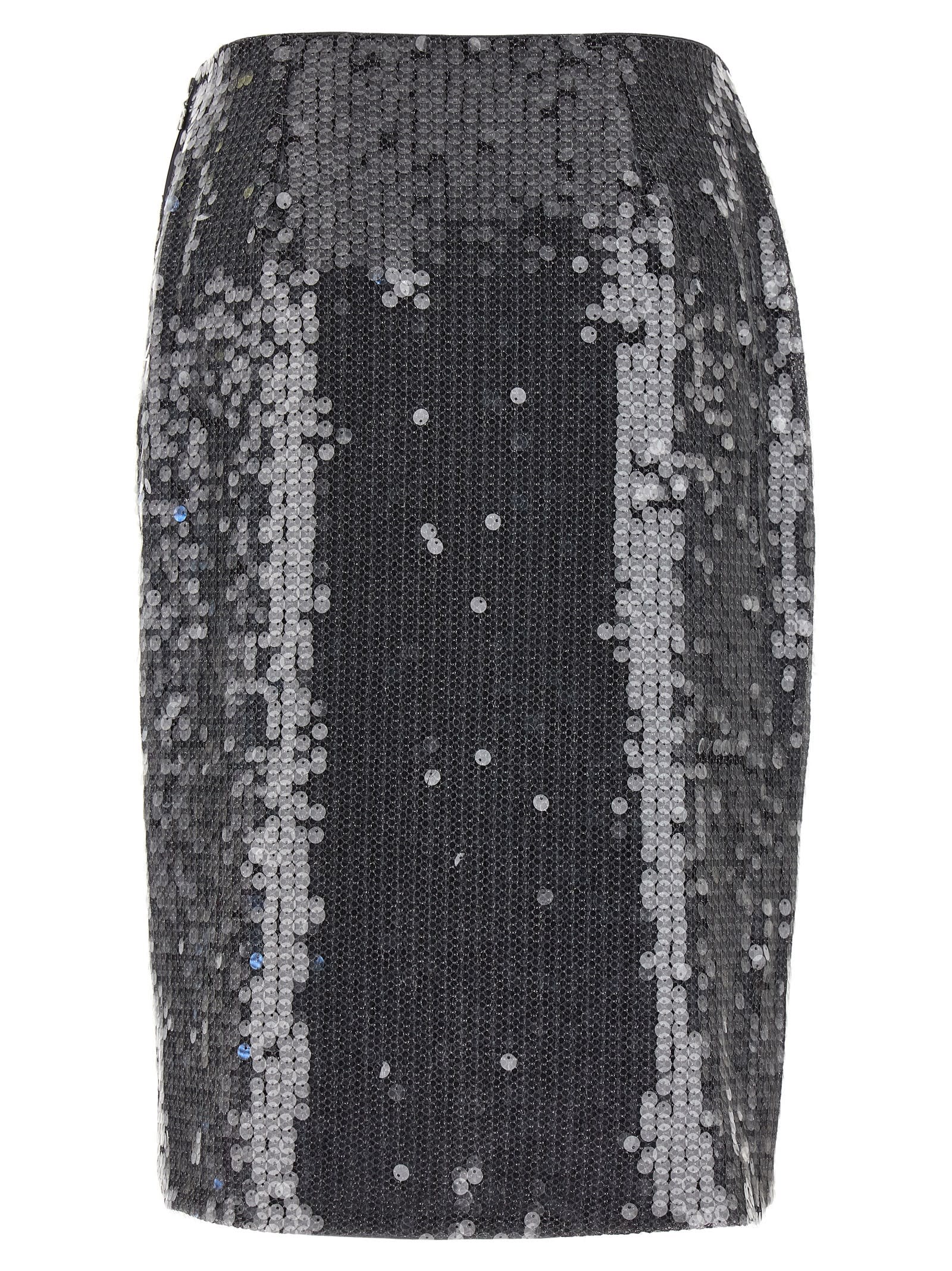 Rotate Birger Christensen Net Sequin Midi Skirt In Gray