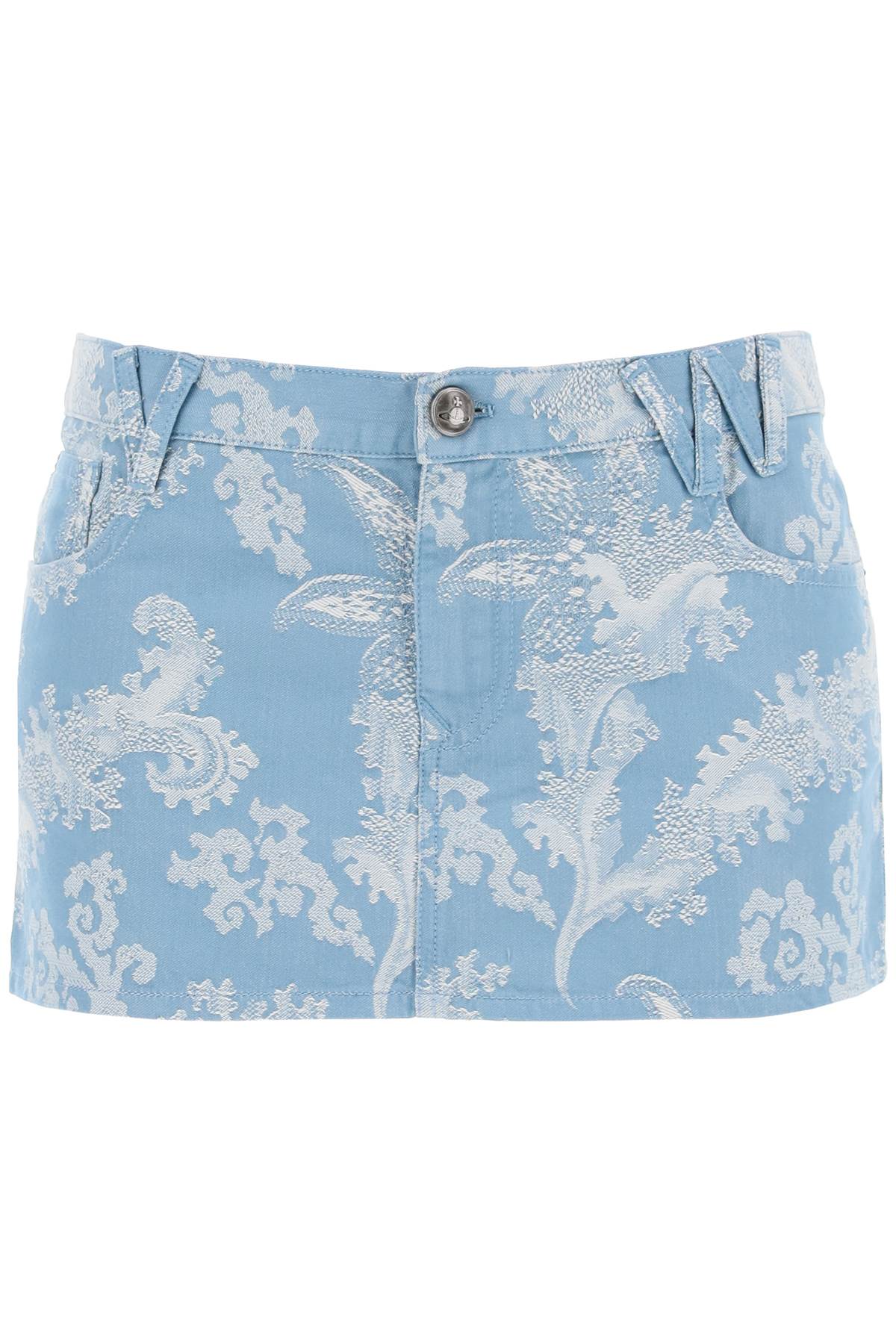 Shop Vivienne Westwood Cotton Jacquard Foam Mini Skirt In Blue Coral (white)