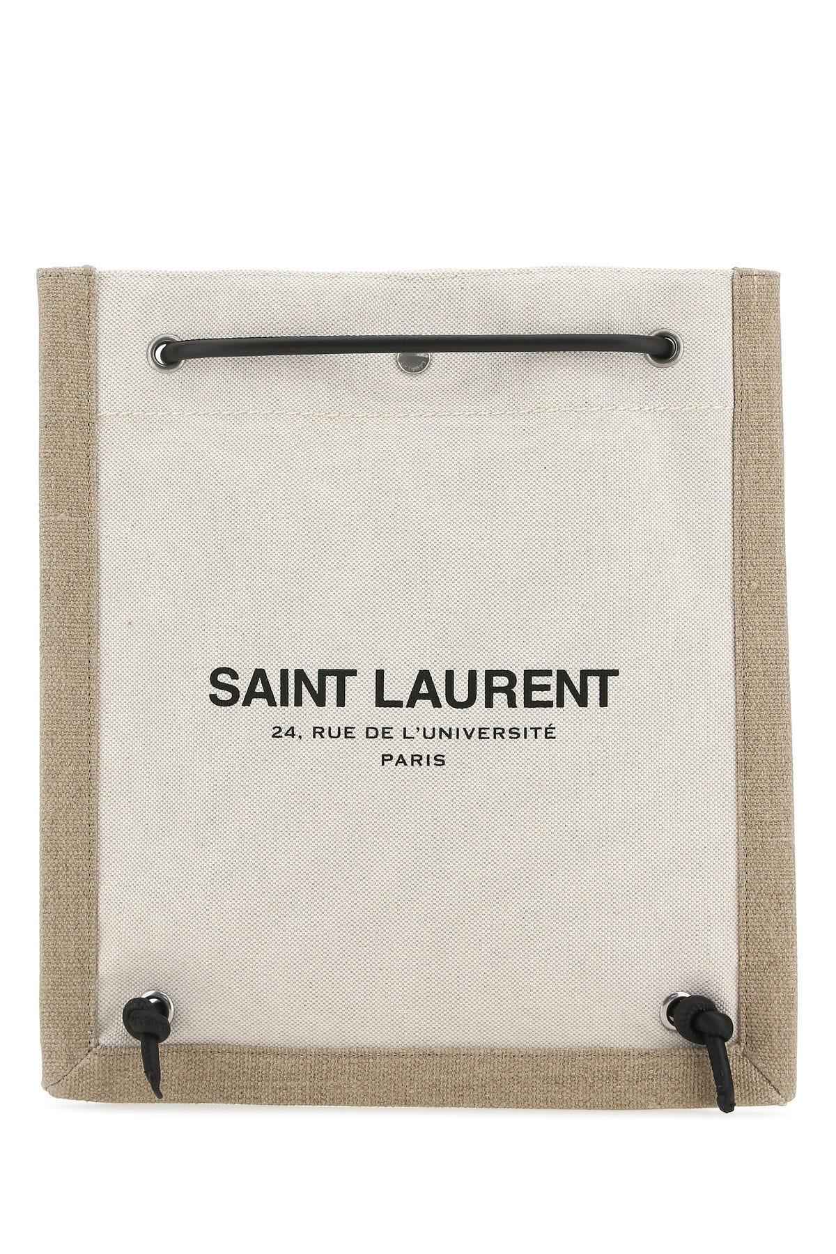 Shop Saint Laurent Two-tone Canvas Universit Rossbody Bag In Powder