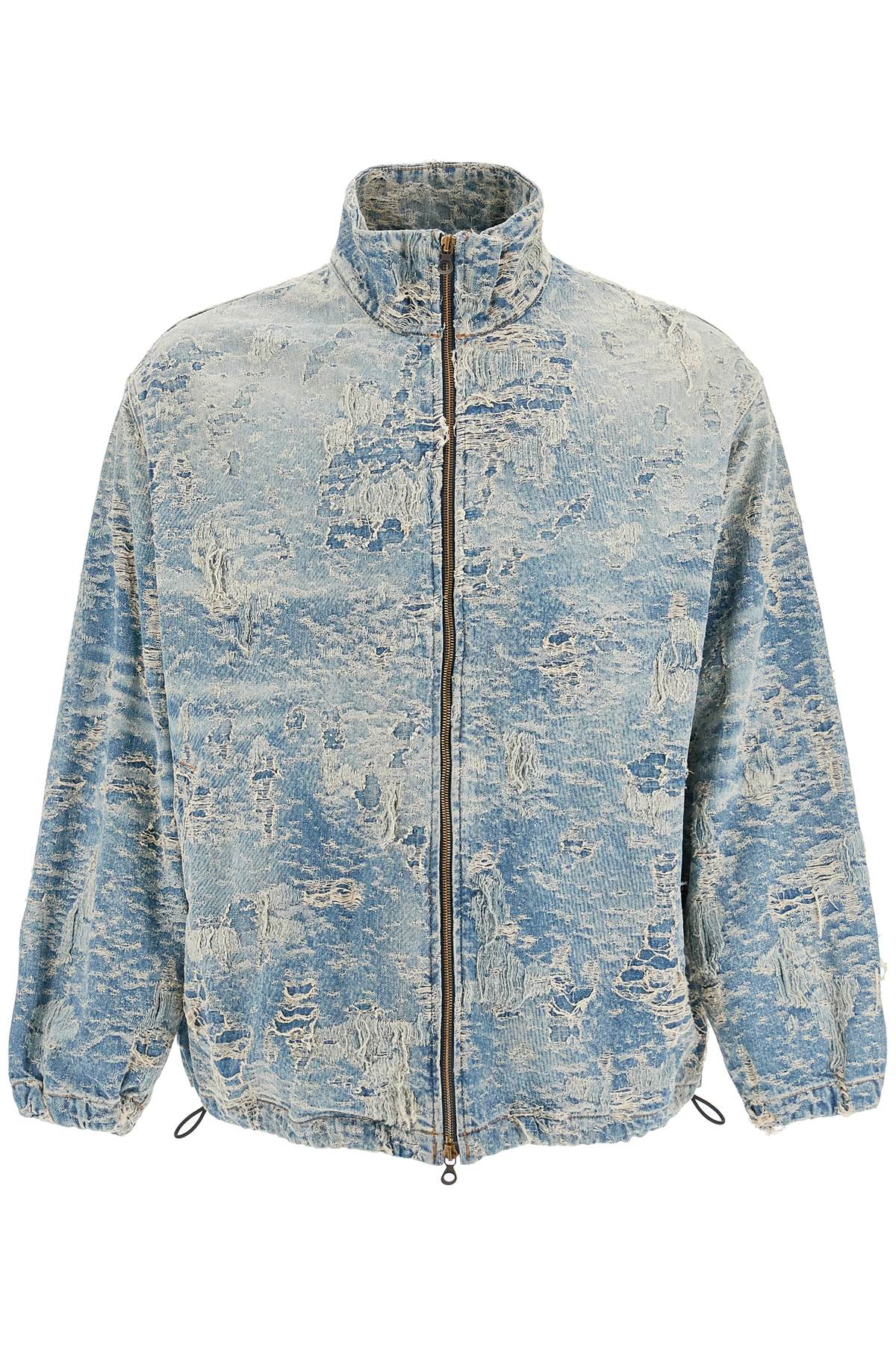 Shop Diesel Distressed Denim Jacquard Jacket In Denim (blue)