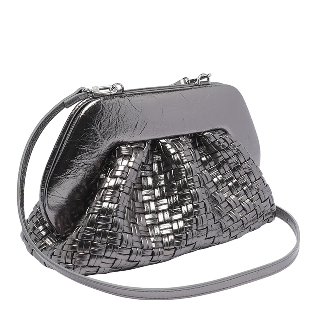 Themoirè Versatile Cross-body Bag Detachable Strap In Silver