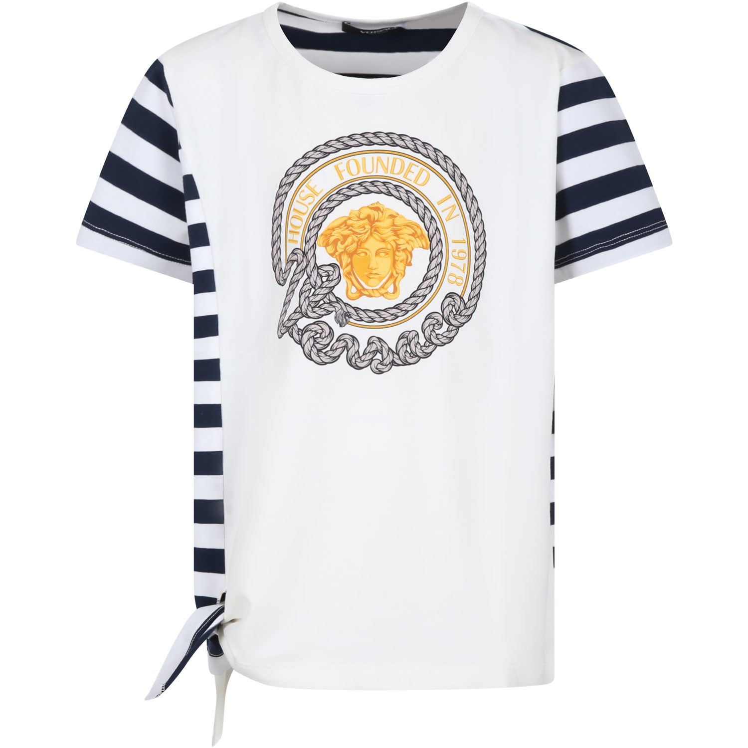 White T-shirt For Girl With Versace Medusa