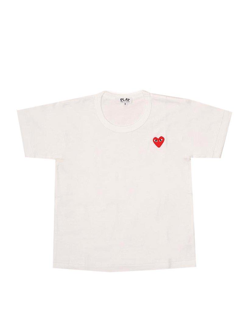 Shop Comme Des Garçons Play Embroidered Heart T-shirt In White