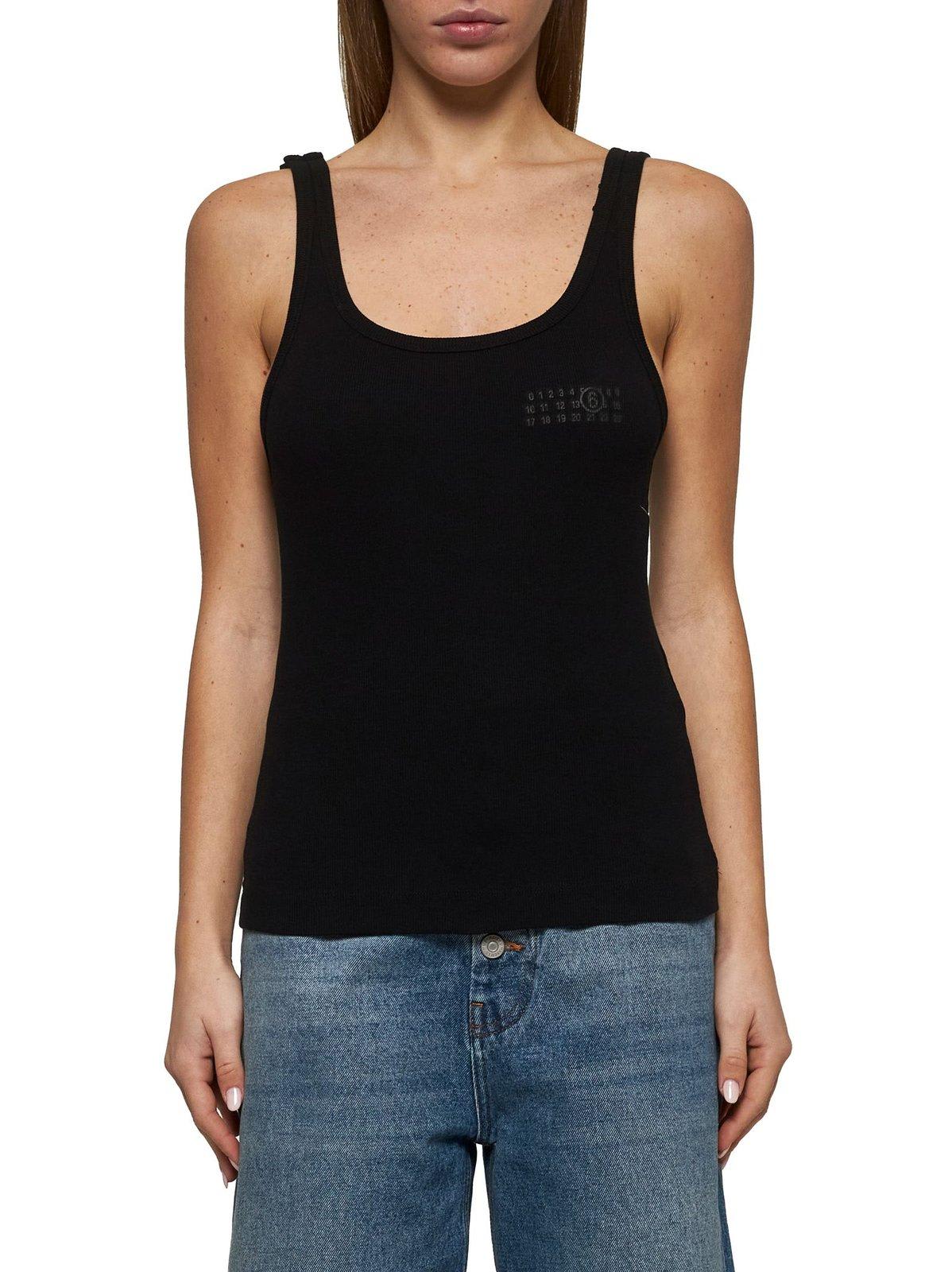 Shop Mm6 Maison Margiela Strap-detailed Open-back Tank Top In Black