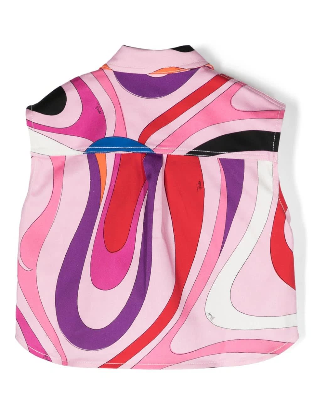 Shop Pucci Sleeveless Shirt With Purple/multicolour Iride Print