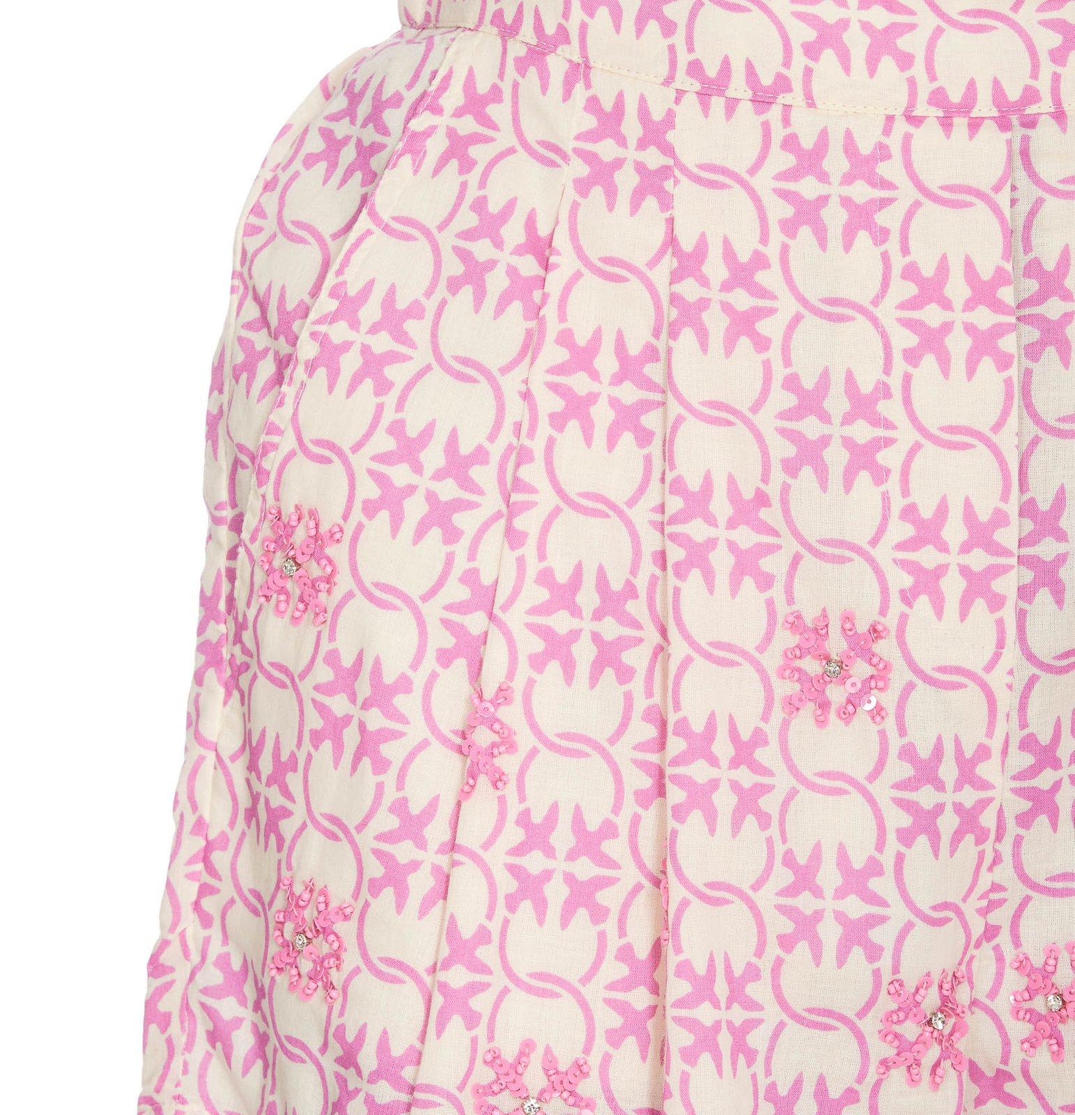 Shop Pinko Allover Logo Printed Embellished Shorts