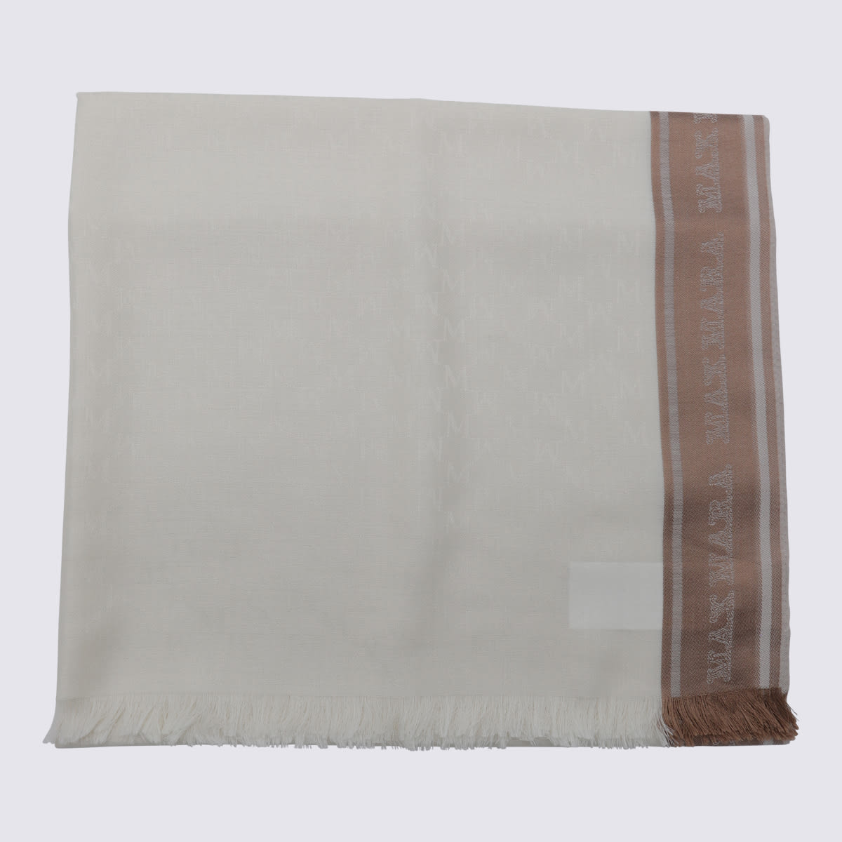 Max Mara White And Beige Silk Scarves