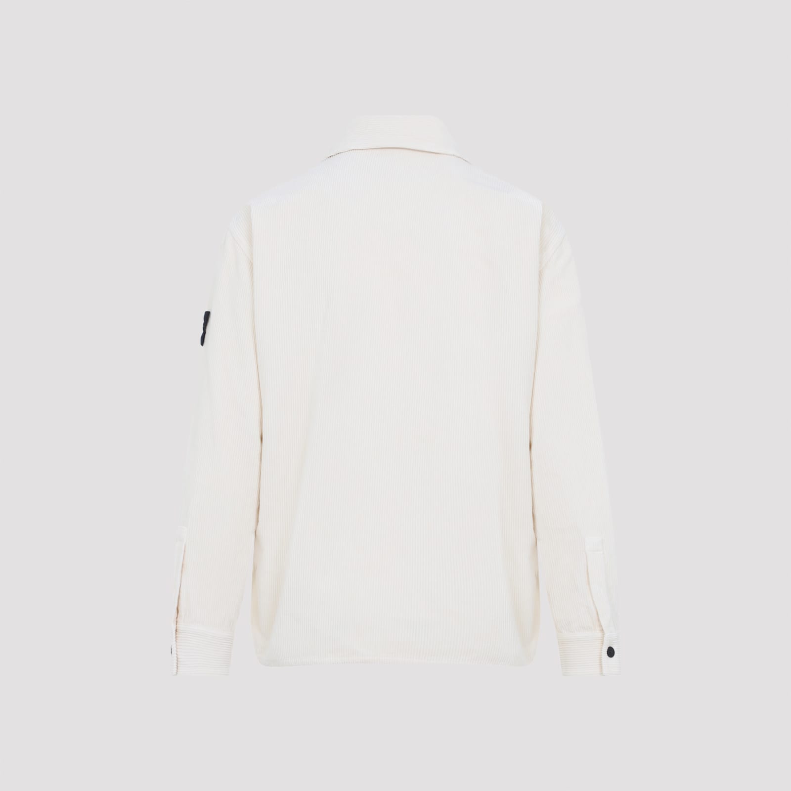 Stone Island Ivory White Cotton Overshirt In Neutral