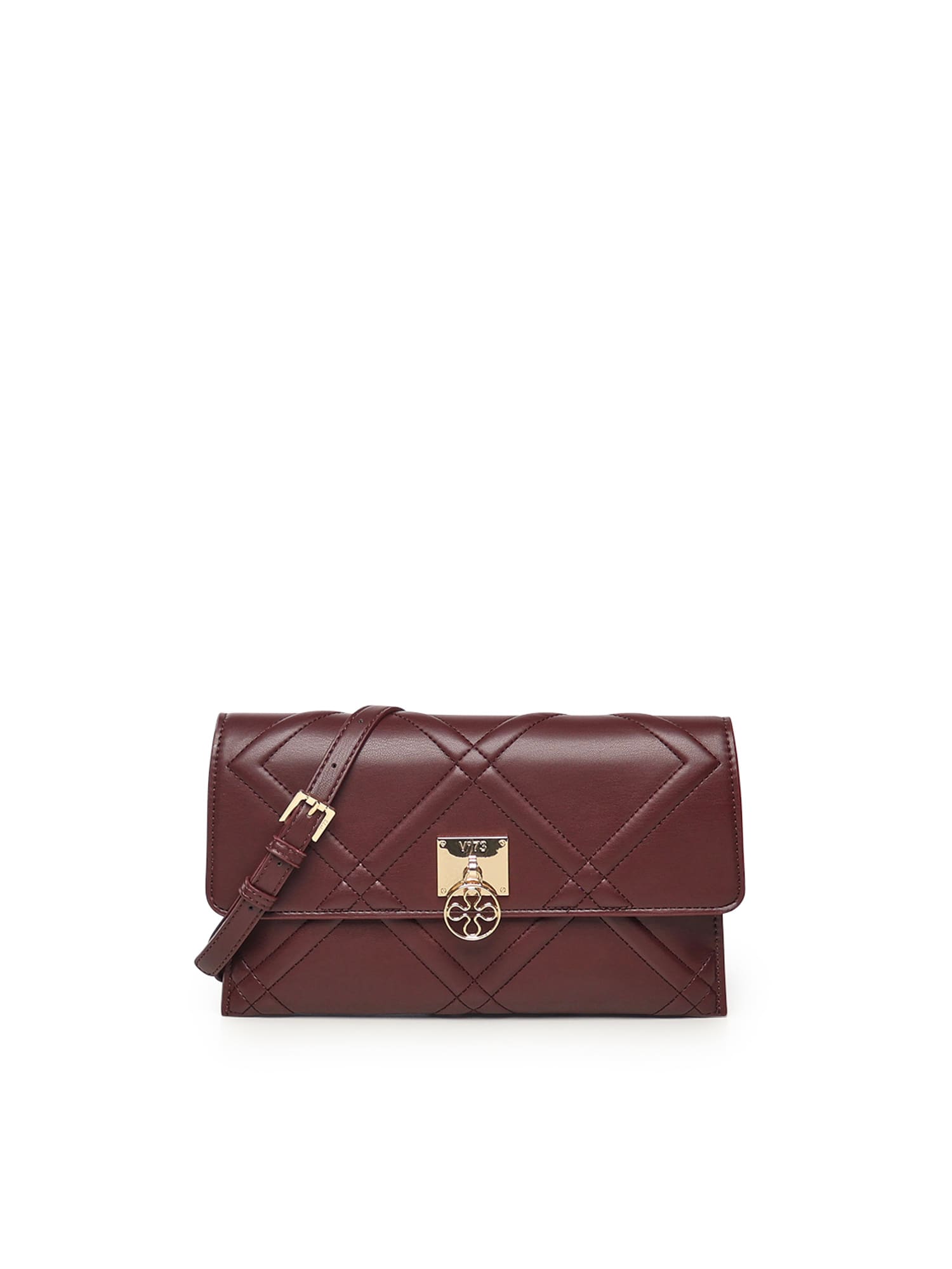 V73 Bridget Quilted-detail Clutch Bag In Burgundy