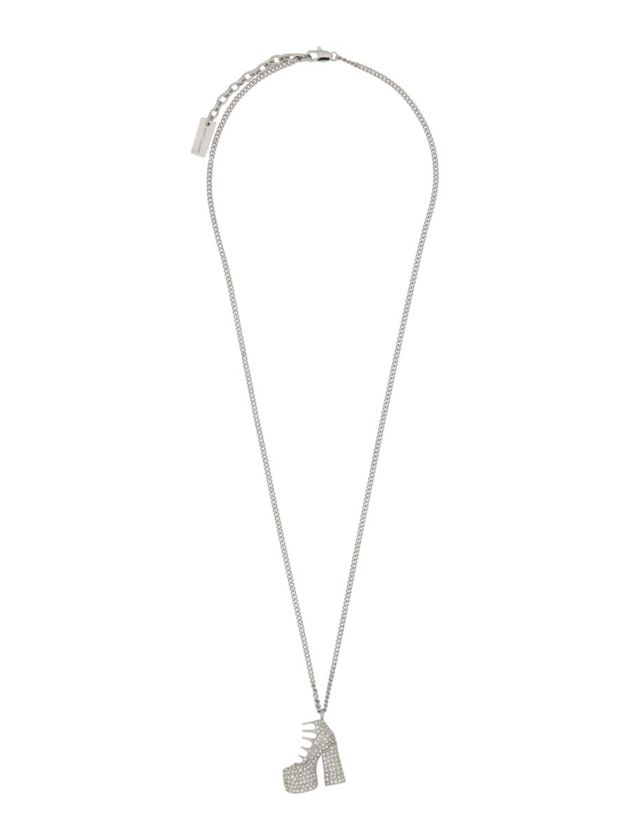 Shop Marc Jacobs Pave Kiki Boot Necklace In Silver