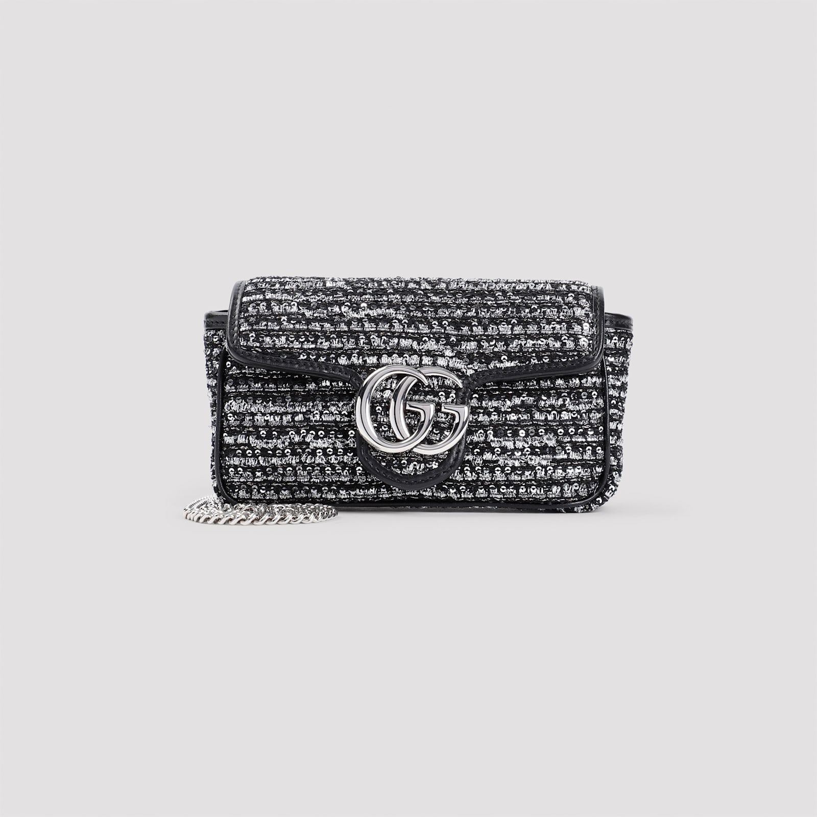 Shop Gucci Supermini Gg Marmont 2.0 Bag In Black Silver