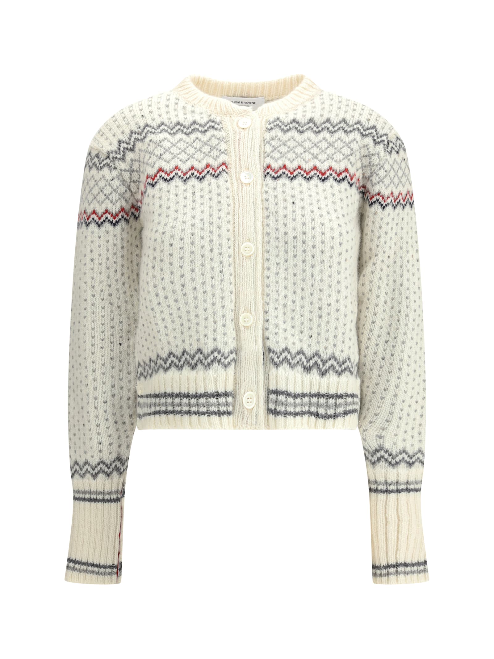 Thom Browne Wool And Mohair Cardigan In Neutral