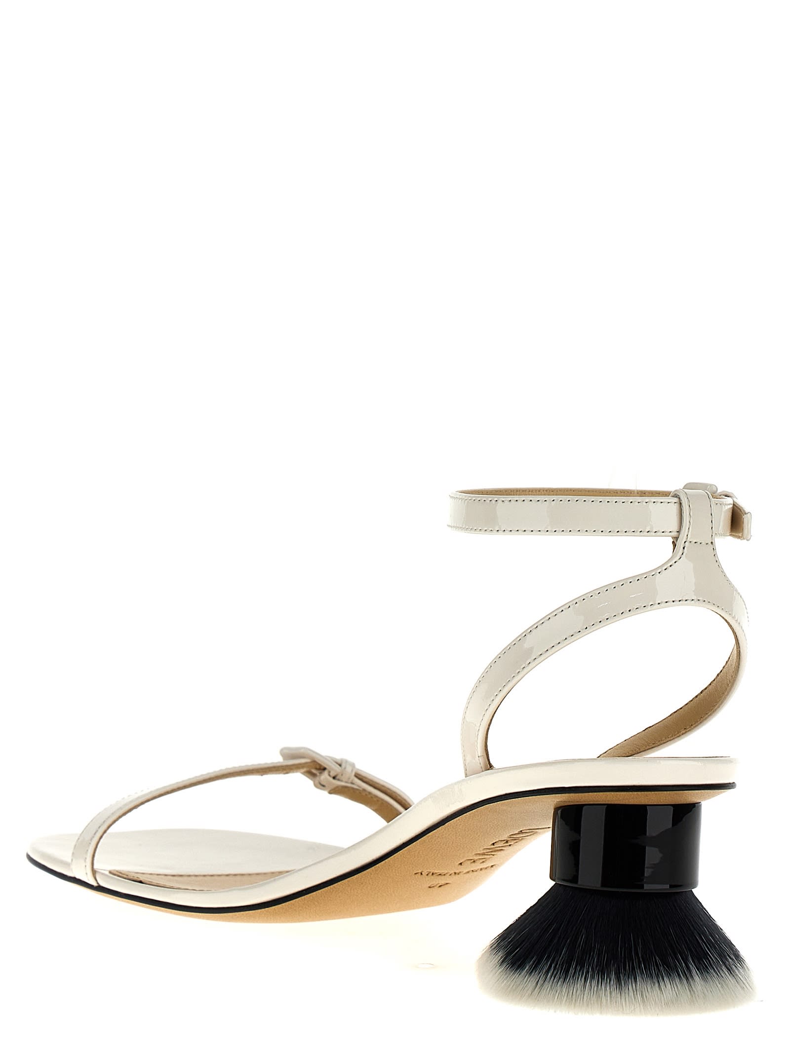 Shop Loewe Petal Brush Sandals In White/black