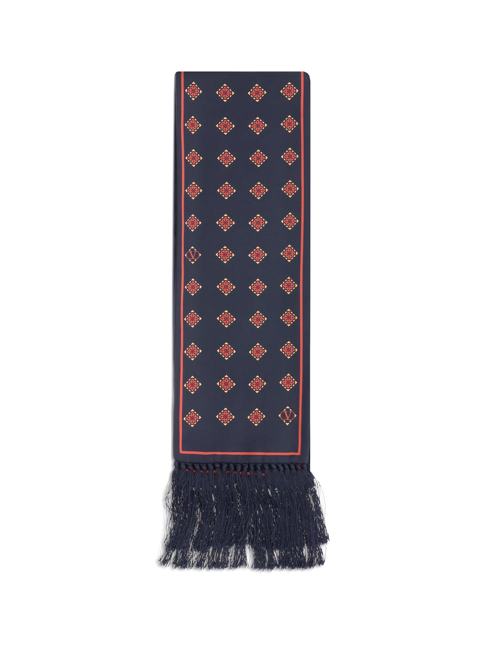 Valentino Modern Silk Scarf Featuring Geometric Pattern In Blue