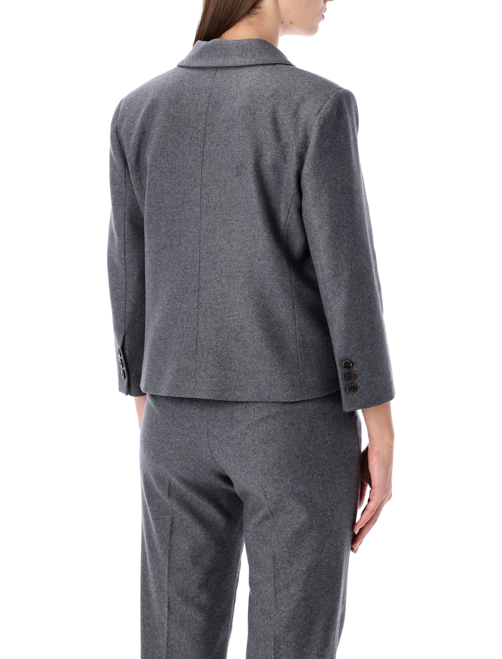 The Garment Mitch Fitted Jacket In Grey Melange Wool In Gray