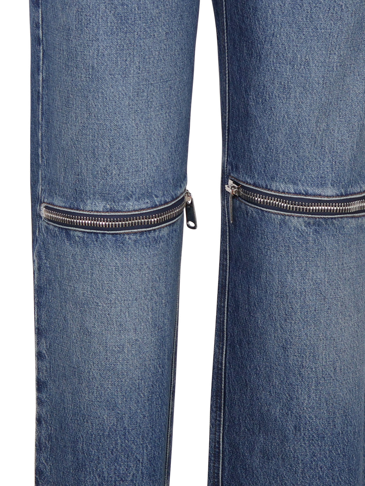 Shop Coperni Cotton Jeans With Zip On The Knees In Blue Vintage Blu