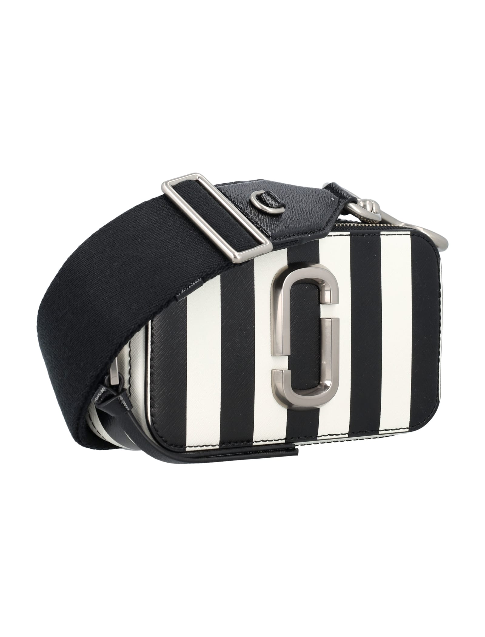 Marc Jacobs The Stripe Snapshot Bag In Black/white