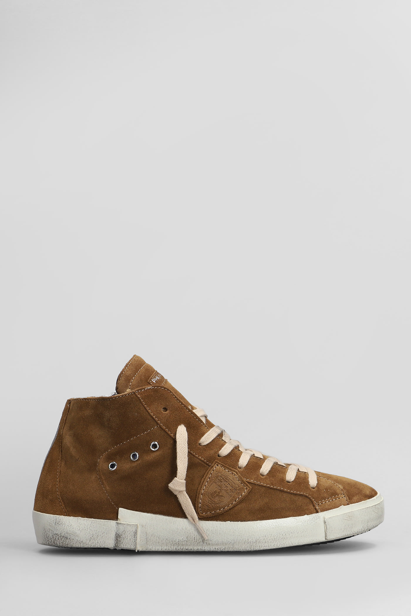 Shop Philippe Model Prsx High Sneakers In Leather Color Suede