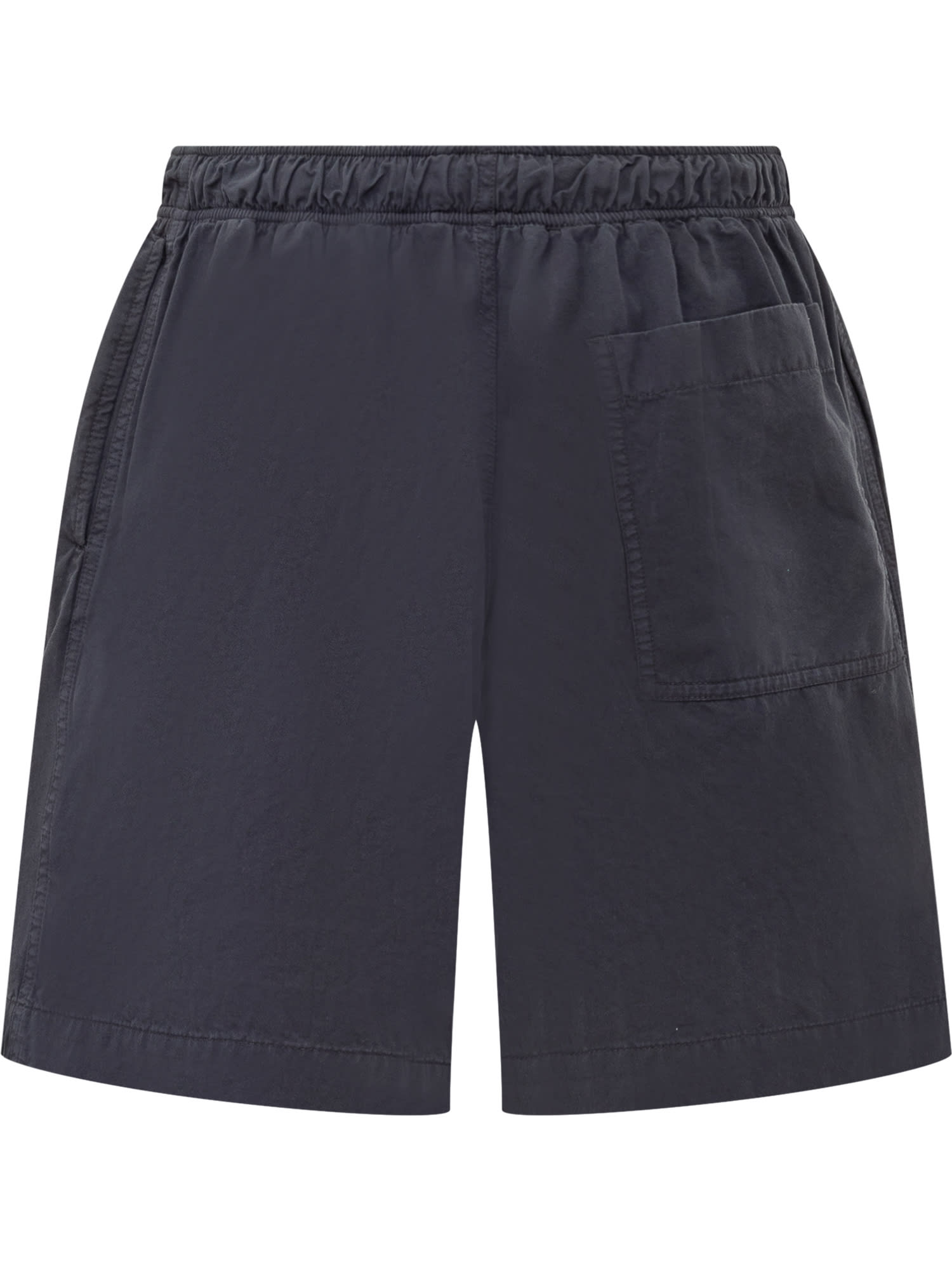 Shop Palm Angels Classic Short With Logo In Navy Blue-off White