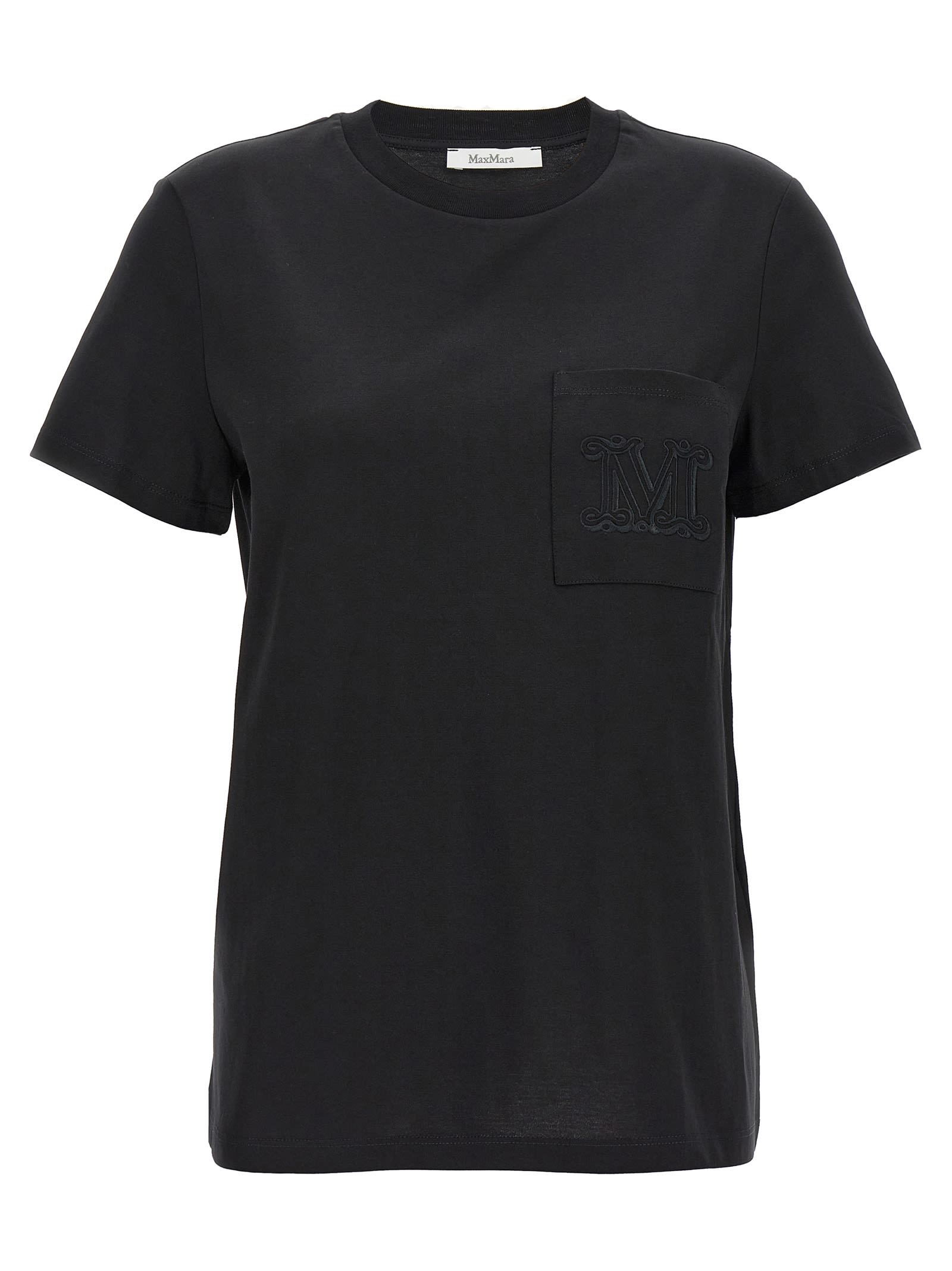 Max Mara Papaia Logo Cotton T-shirt In Black