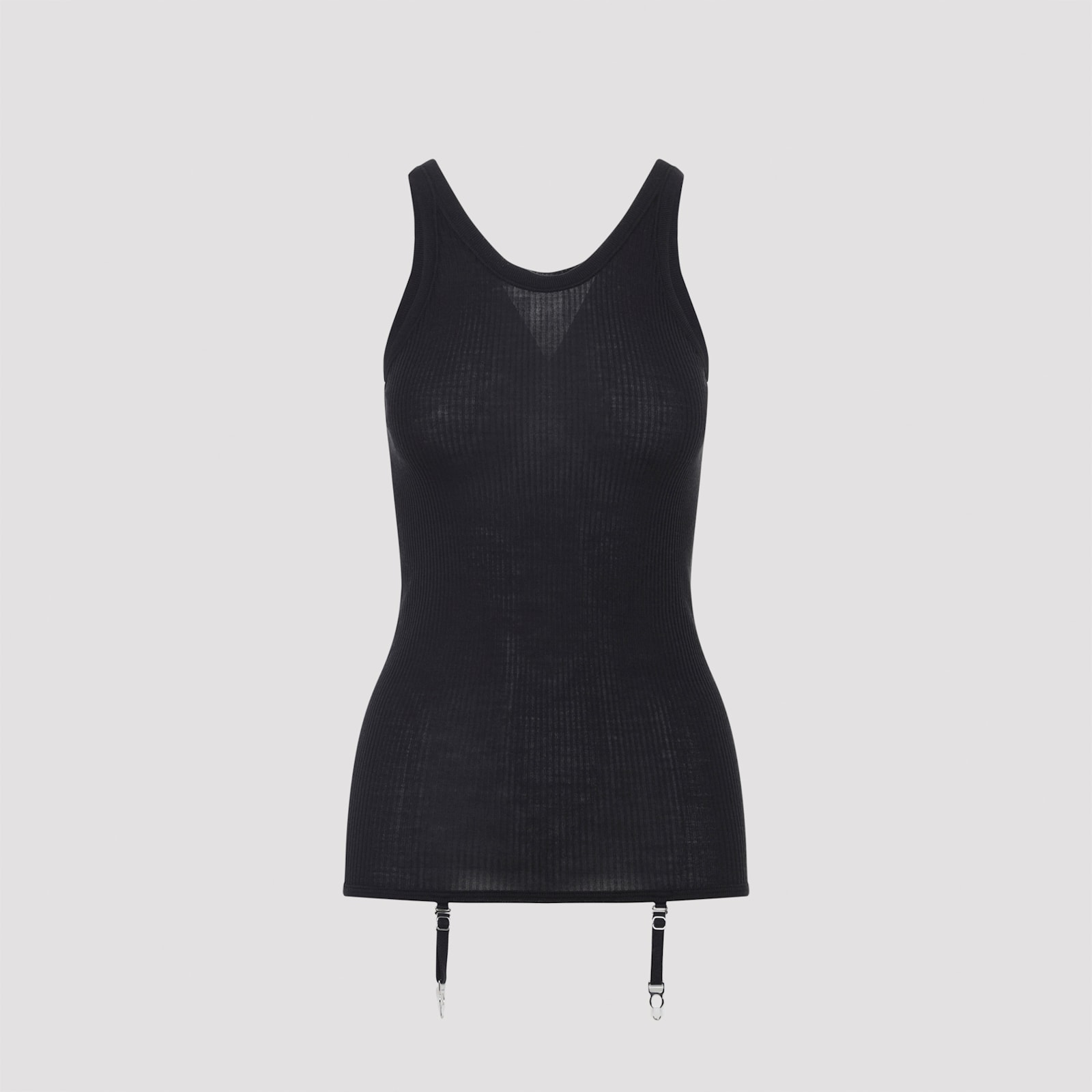 Lemaire Seamless Tank Top With Suspenders Granite Black In Black