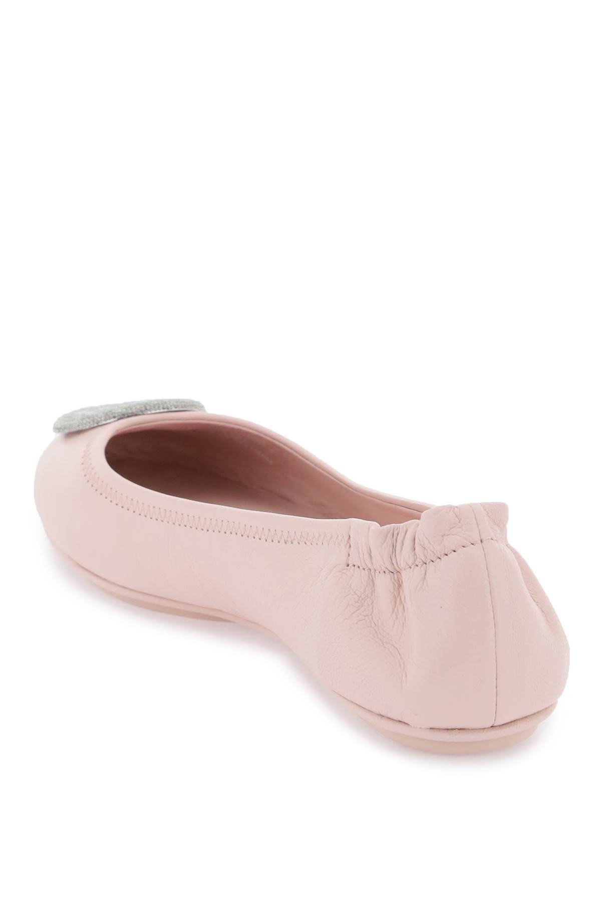 Shop Tory Burch Minnie Travel Ballet Flats In Shell Pink Silver (pink)