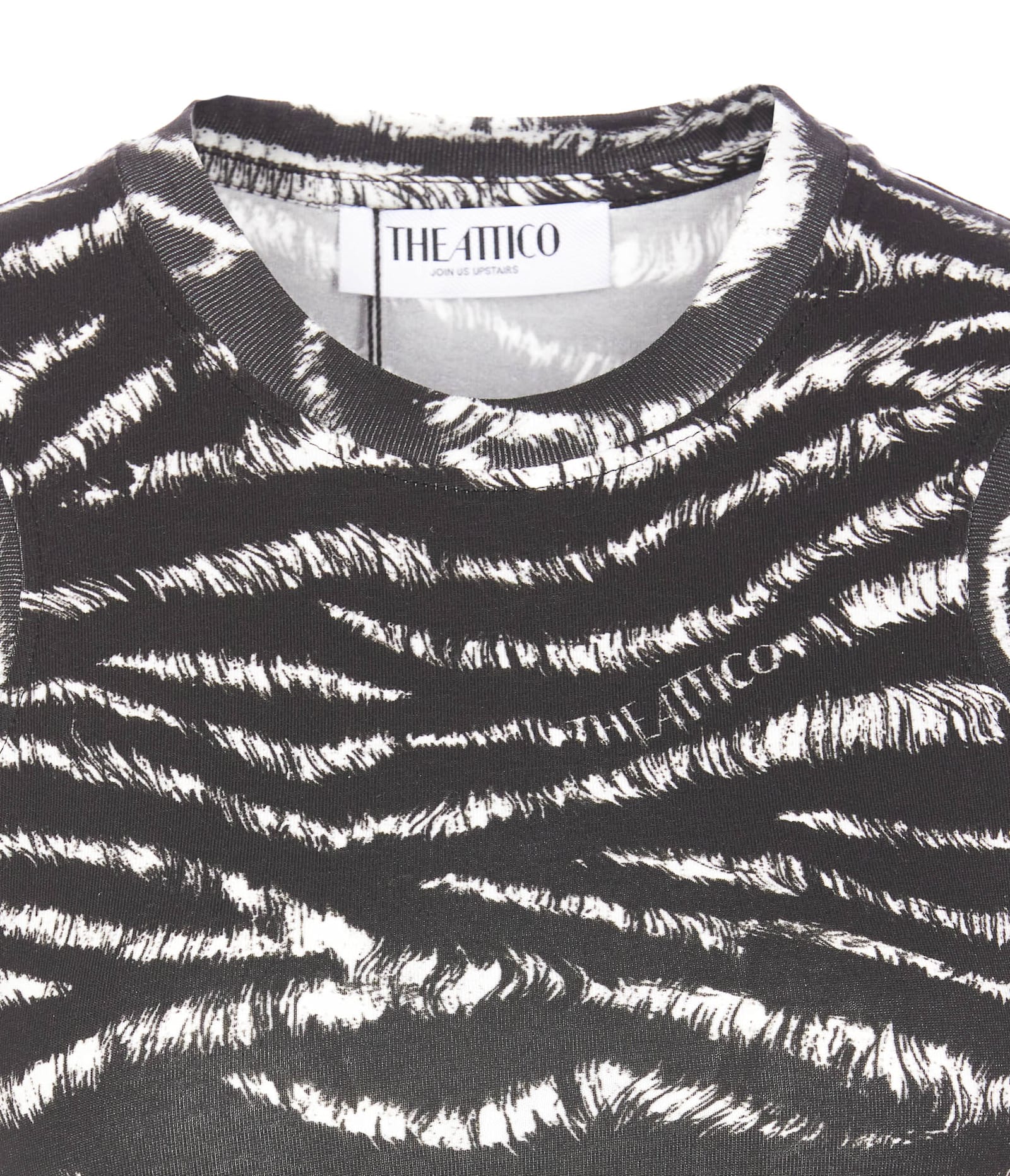 Attico Zebra Print Form-fitting Sleeveless Tank Top In Black