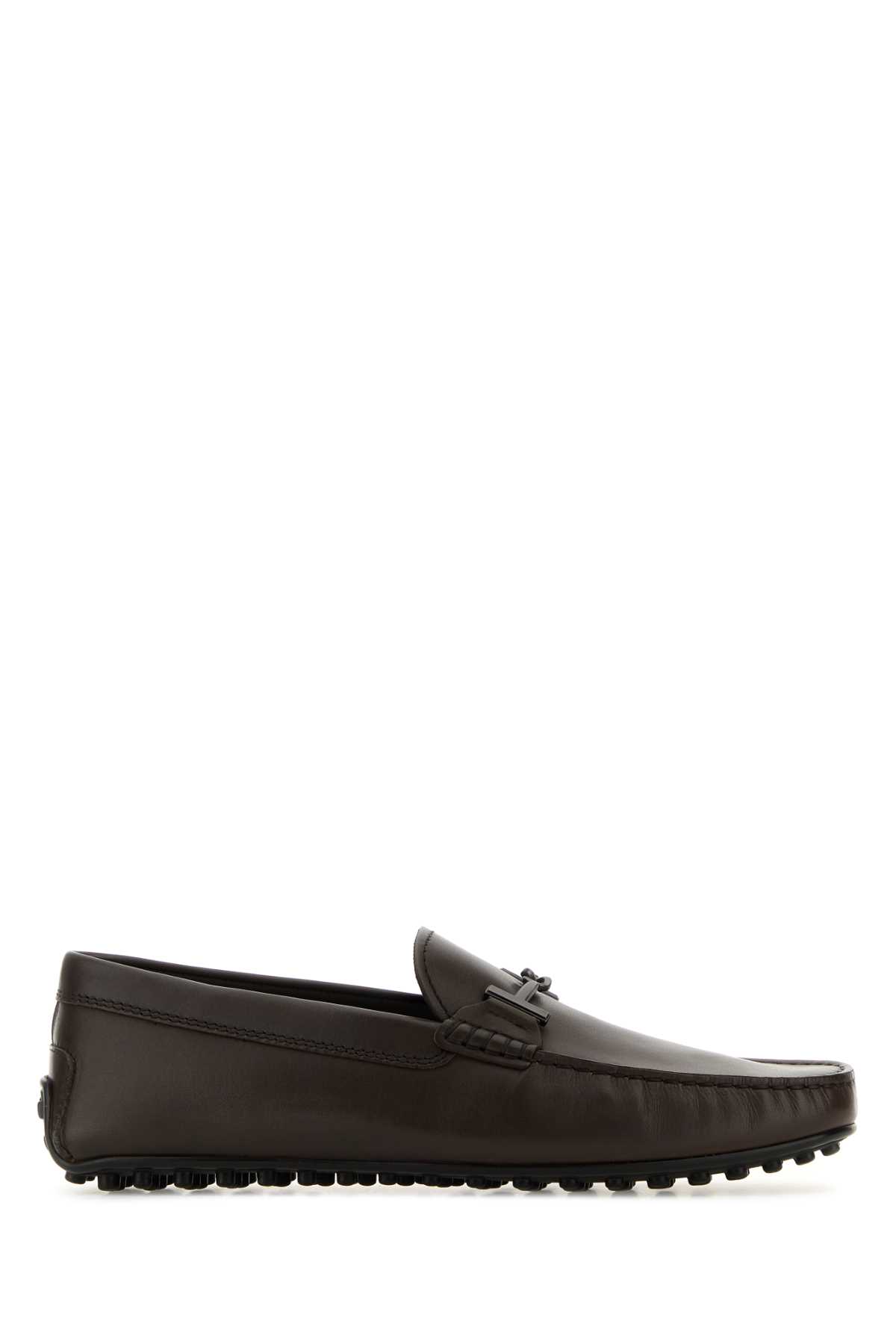 Shop Tod's Dark Brown Leather Loafers In S800