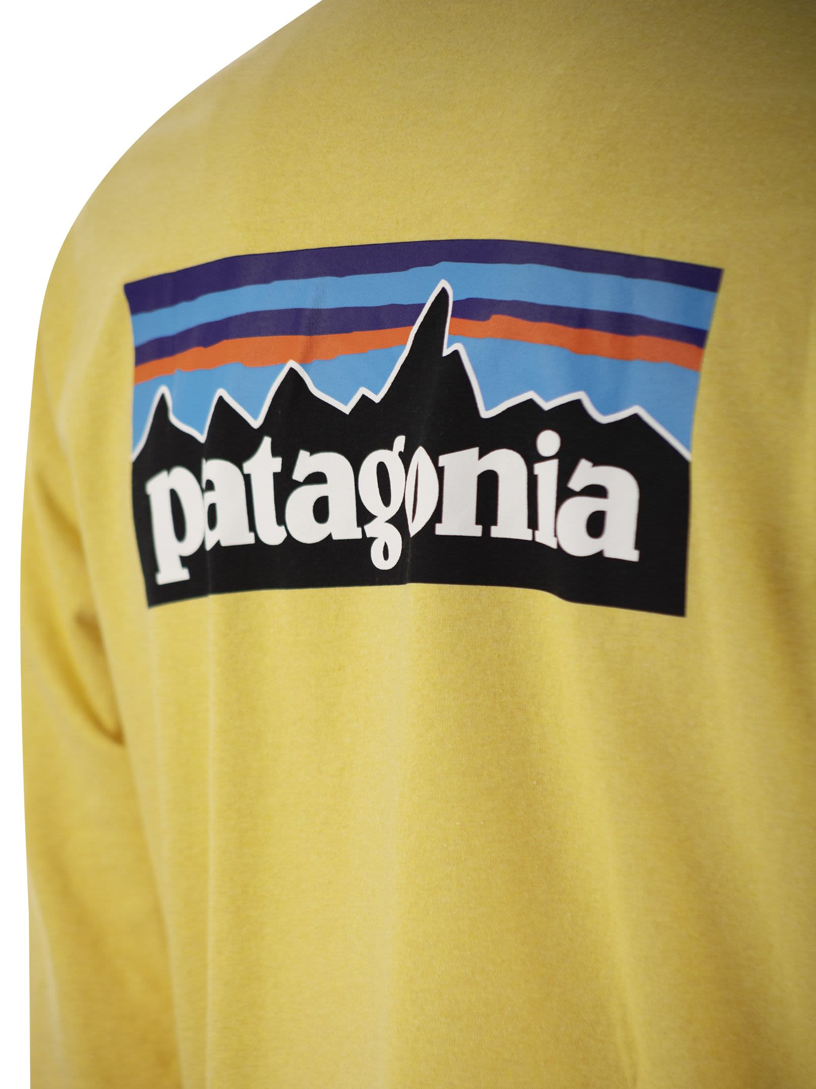 Shop Patagonia T-shirt With Logo Long Sleeves In Yellow