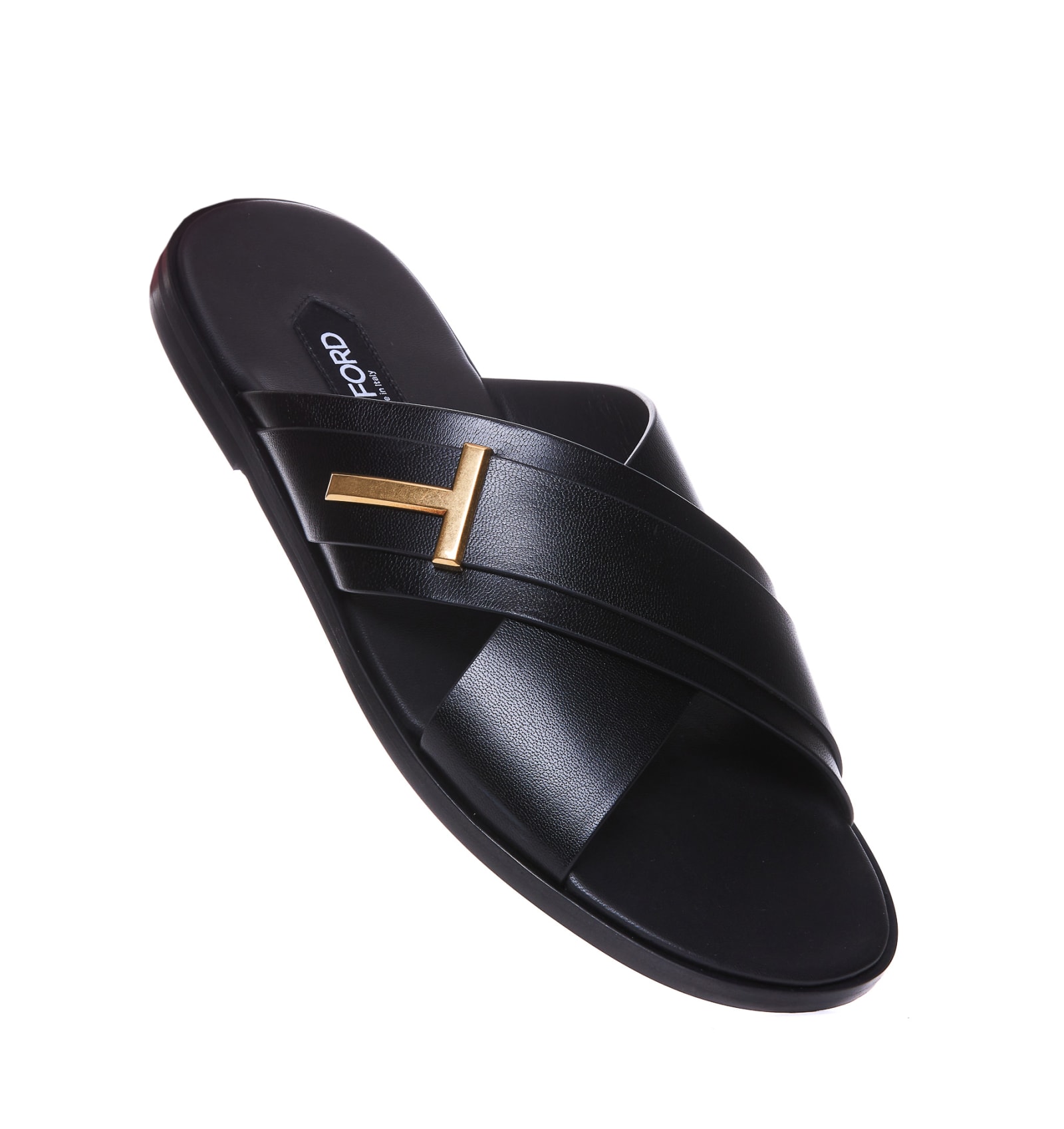 Shop Tom Ford Leather Sandals In Black (black)