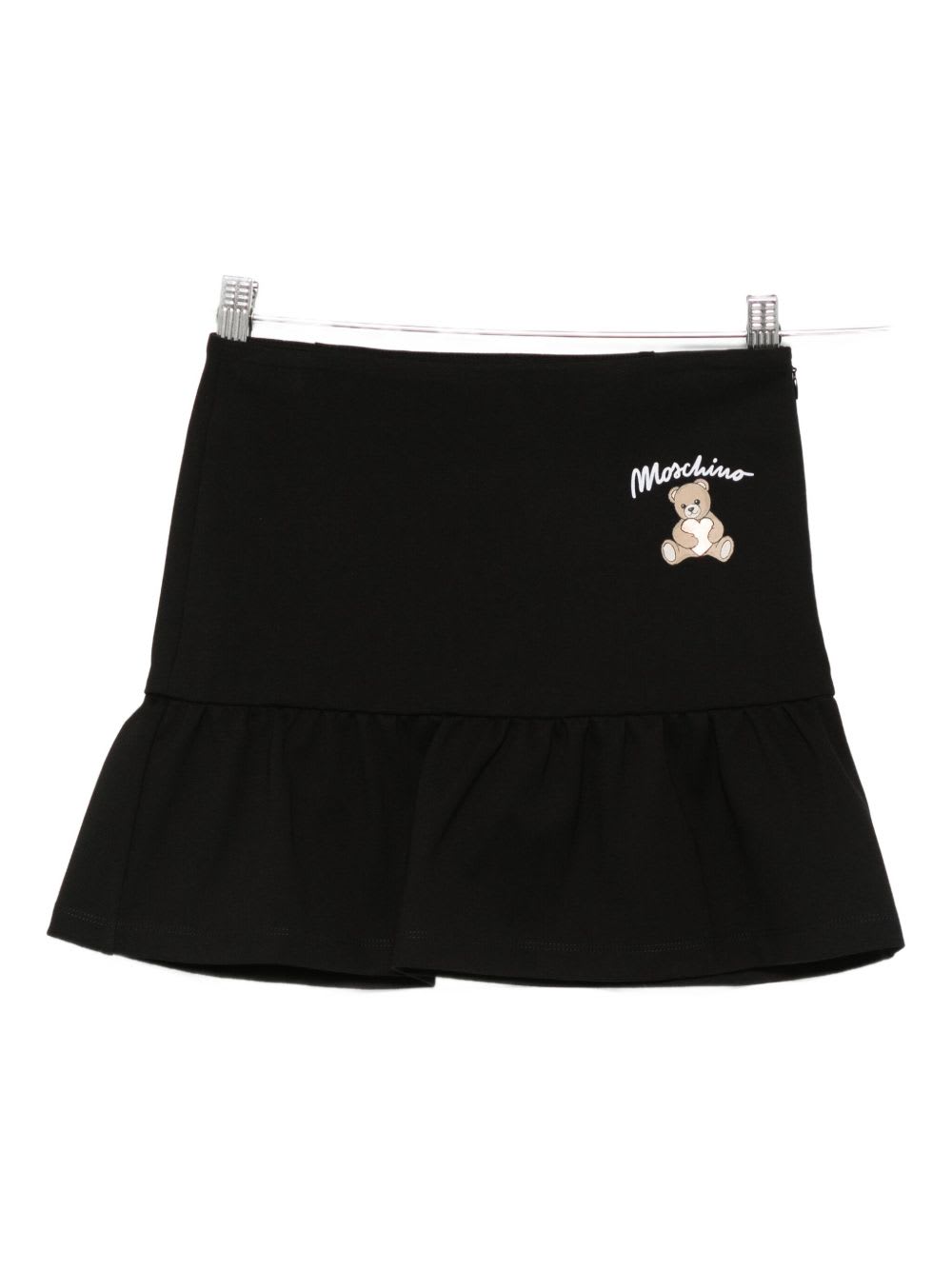 Moschino Teddy Bear-embellished Ruffled Skirt In Black