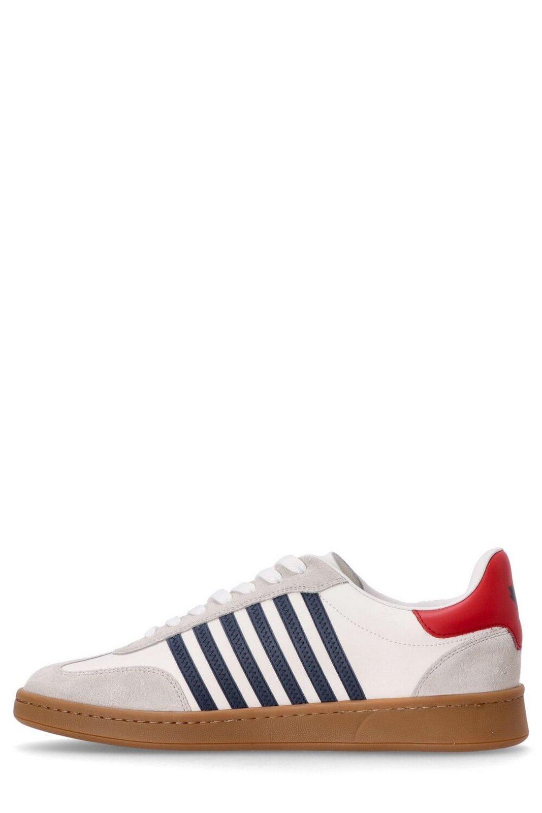 Shop Dsquared2 Round Toe Low-top Sneakers In White Blue Red