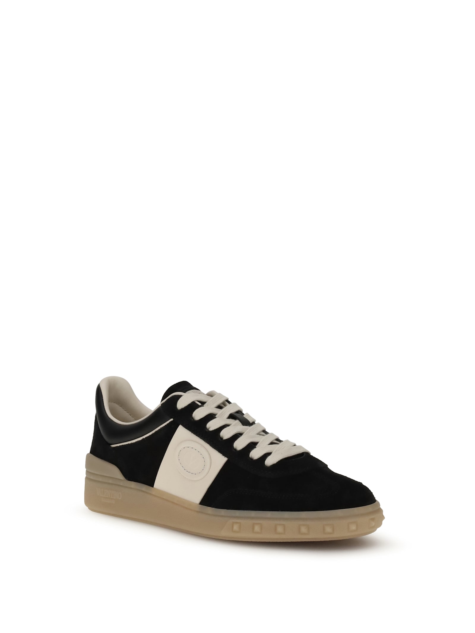Valentino Lace-up Footwear Featuring Contrast Panel In Black