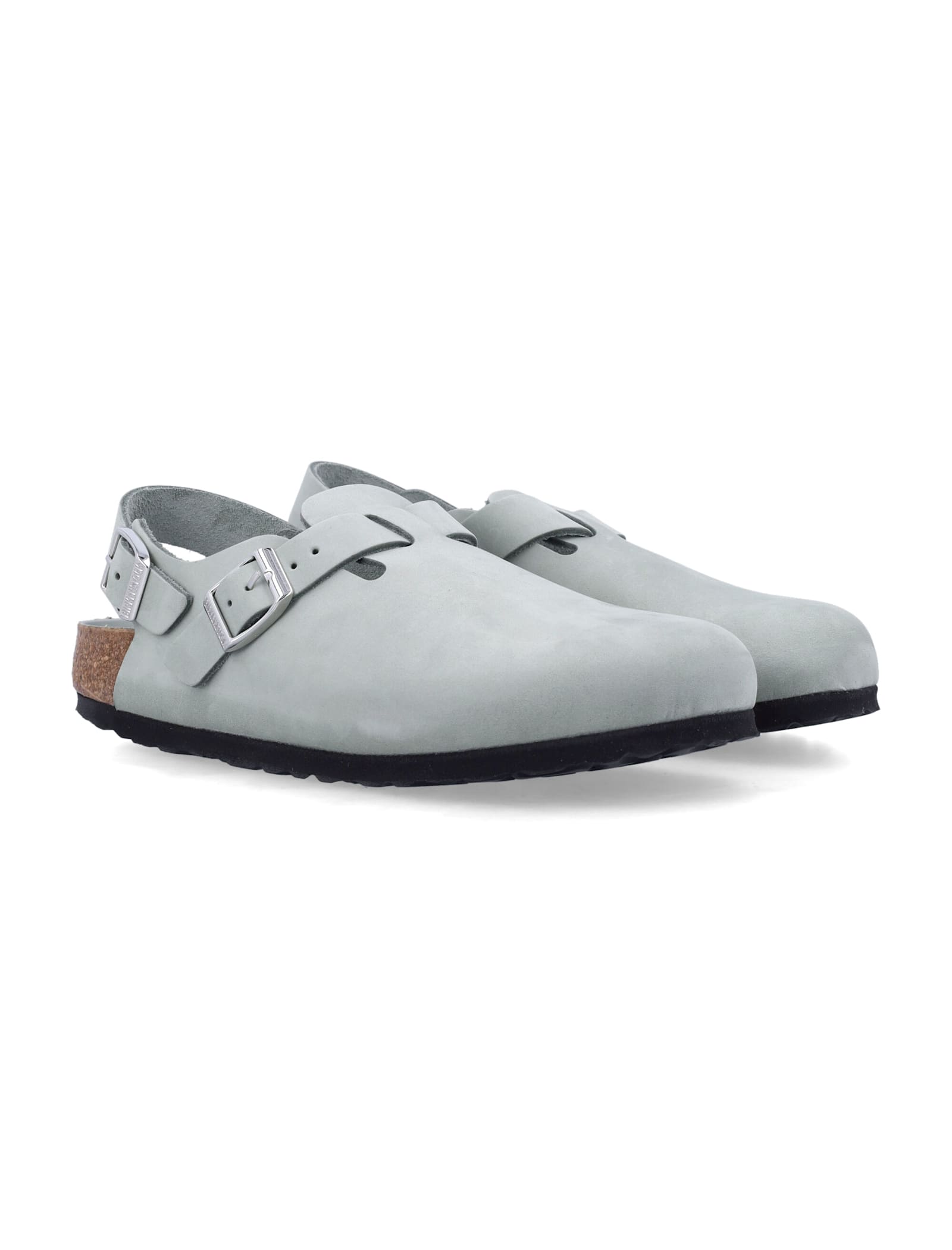Birkenstock 'tokio' Light Blue Mules With Buckles On The Front And Back In Pure Sage
