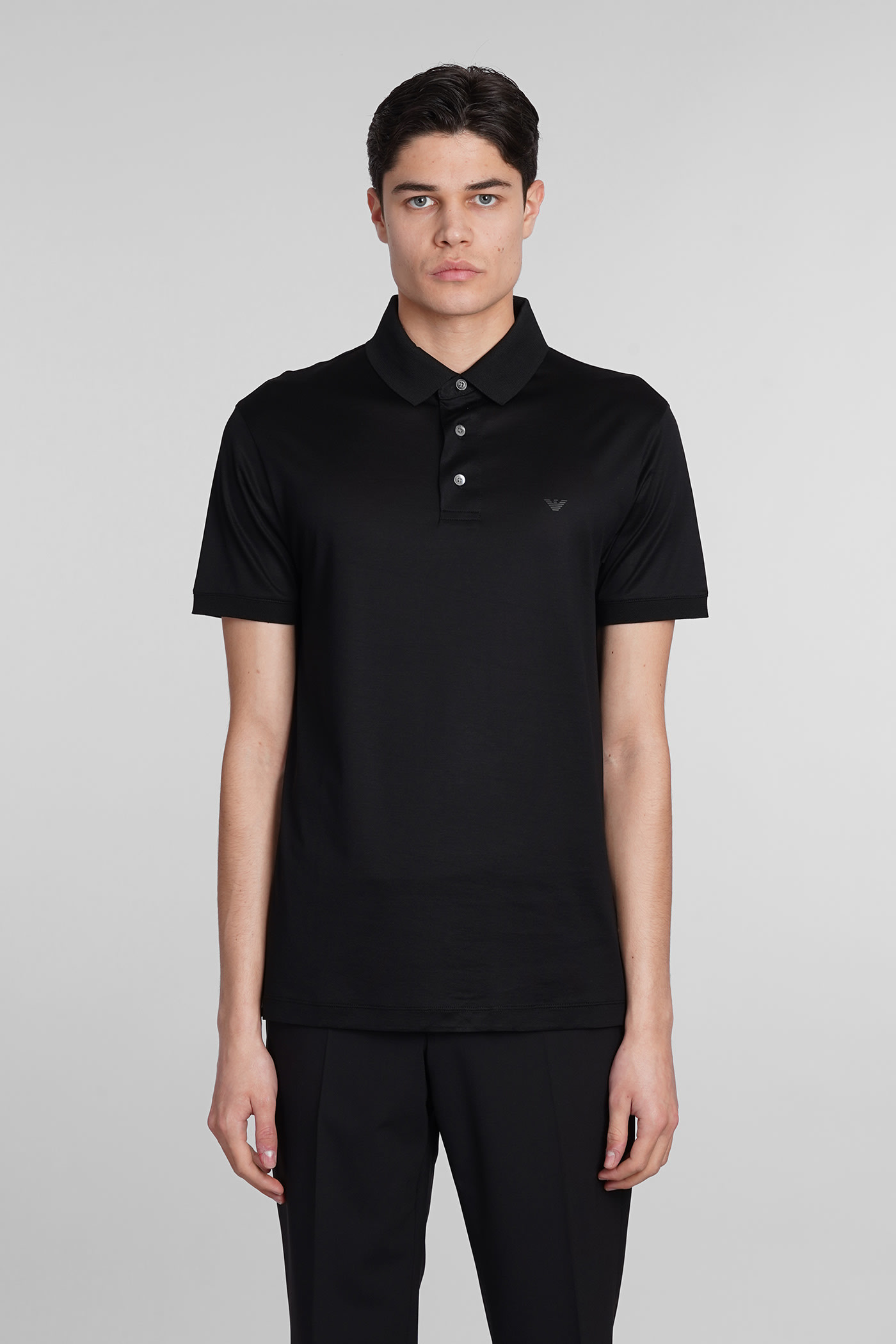 Emporio Armani Polo In Black Wool And Polyester