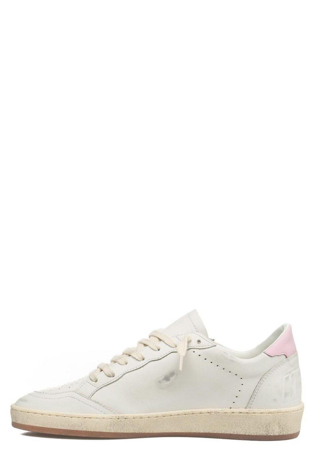 Shop Golden Goose Ball Star Low-top Sneakers In White/platinum/pink