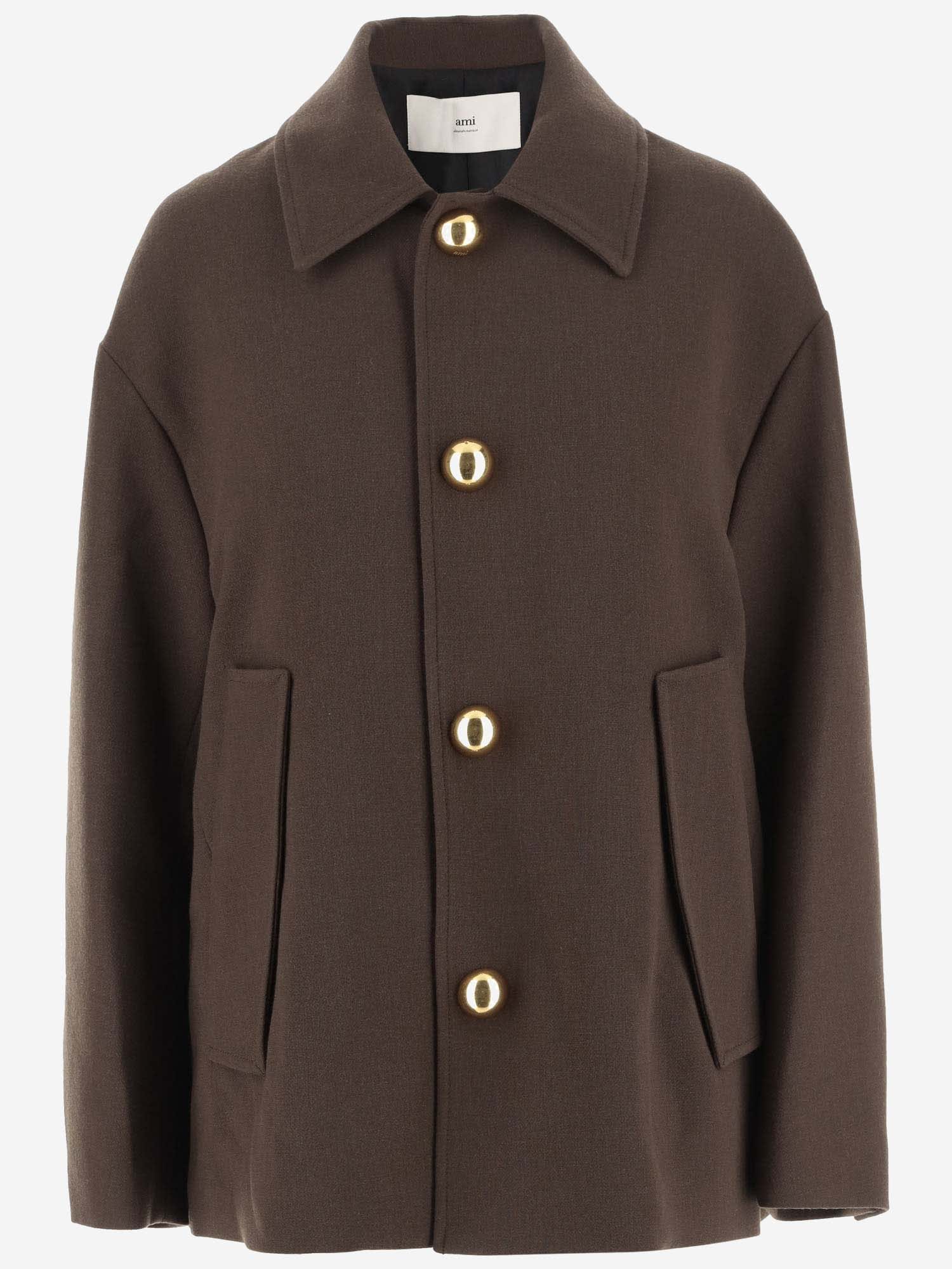 Shop Ami Alexandre Mattiussi Wool Jacket In Brown