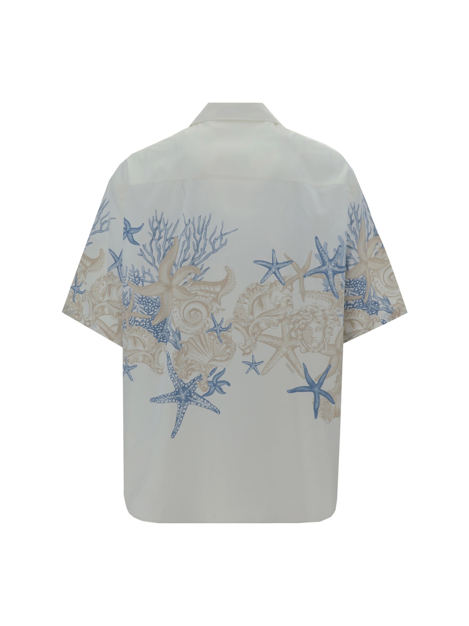 Shop Versace Informal Shirt In White+dusty Blue+bone